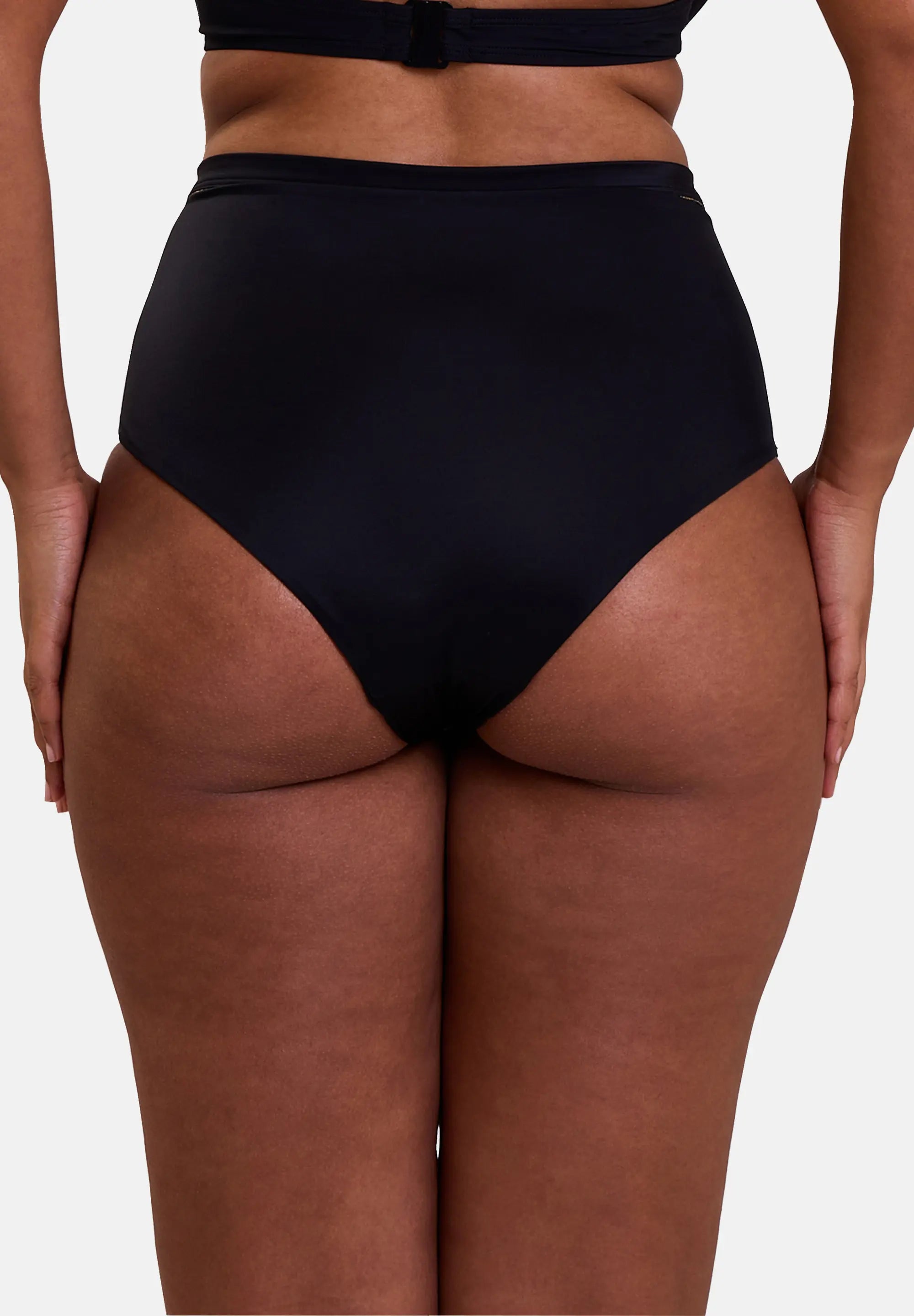 Culotte de bain noire - taille haute - de dos