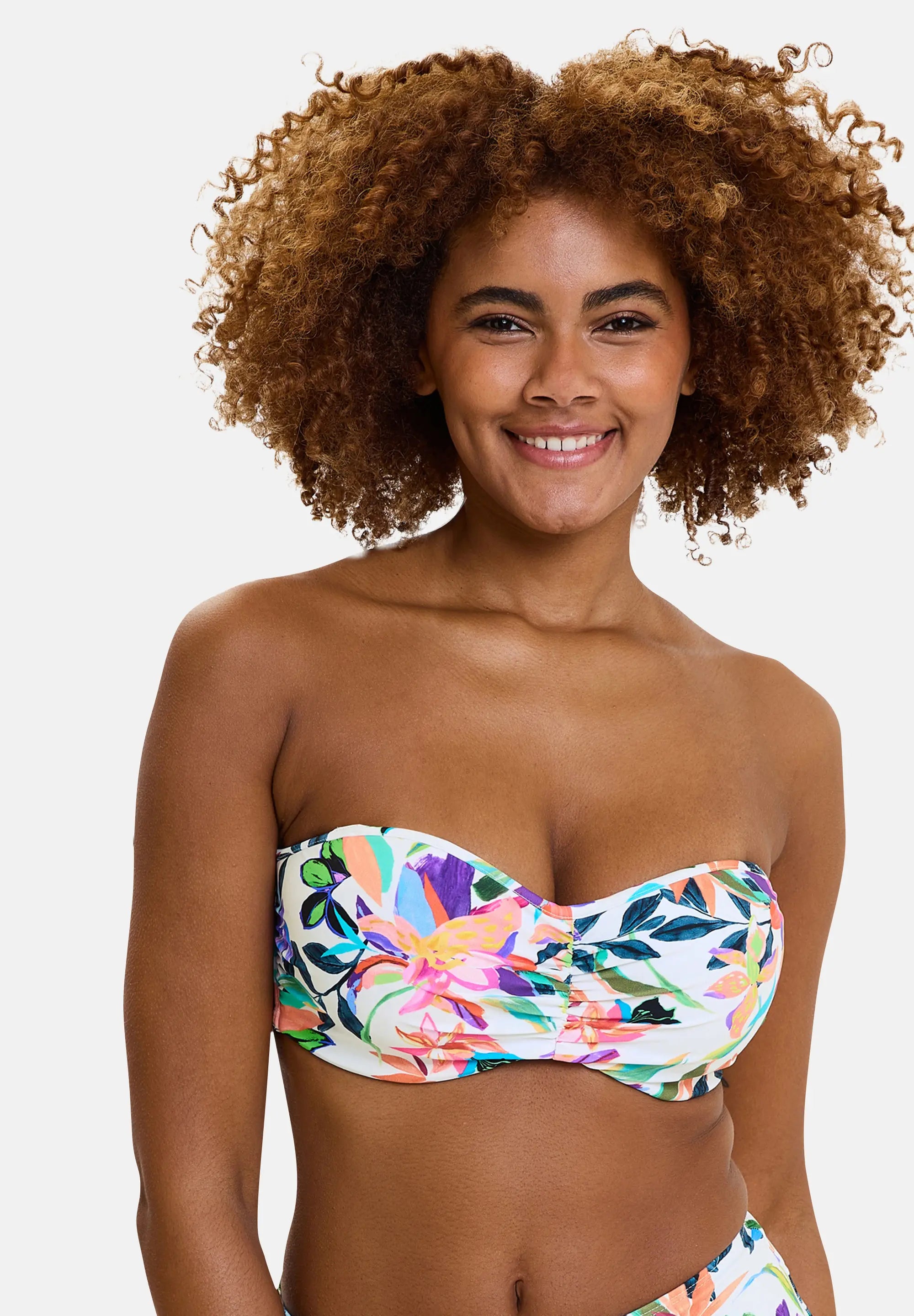 Haut de maillot de bain bandeau avec armatures Barbade Paradis Tropical Blanc