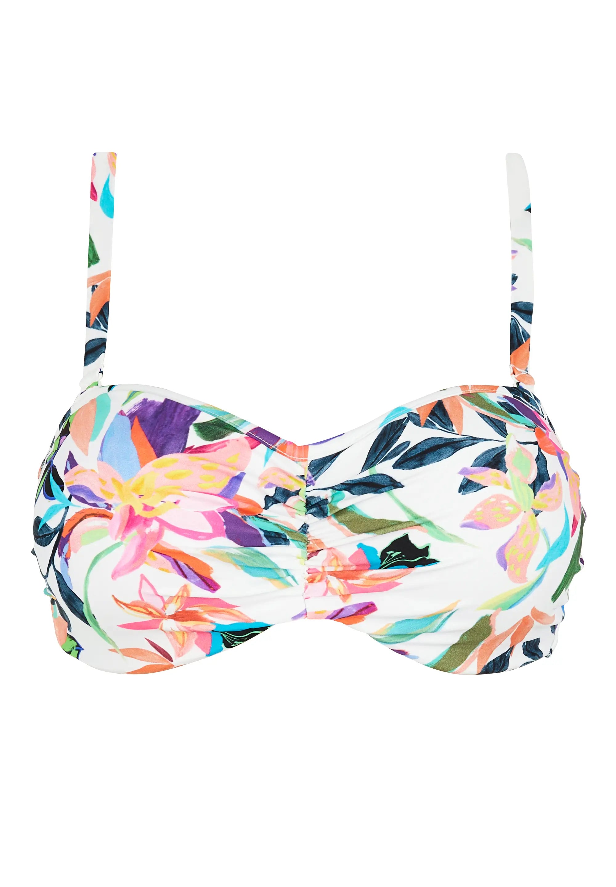 Haut de maillot de bain bandeau avec armatures Barbade Paradis Tropical Blanc