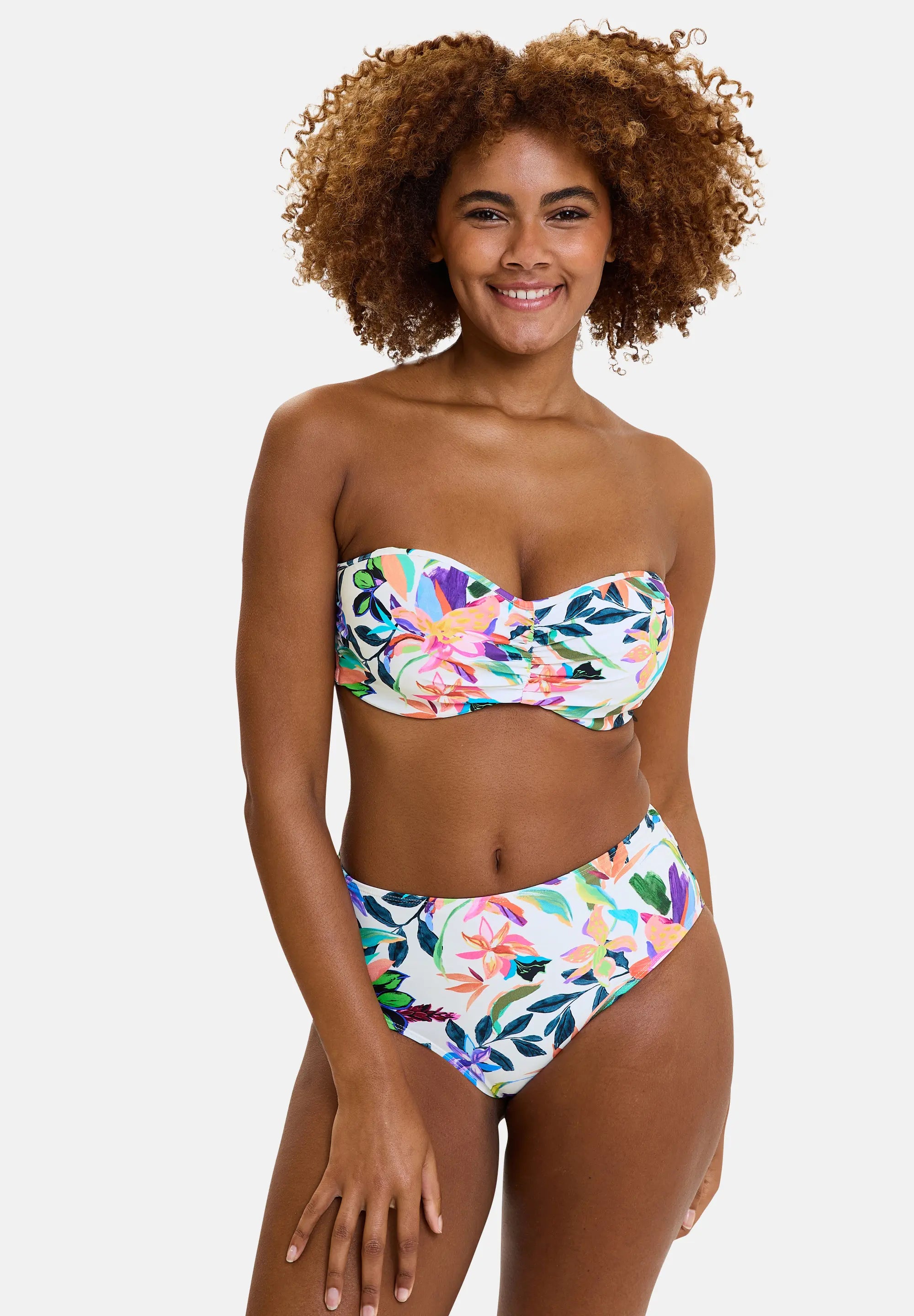 Haut de maillot de bain bandeau avec armatures Barbade Paradis Tropical Blanc