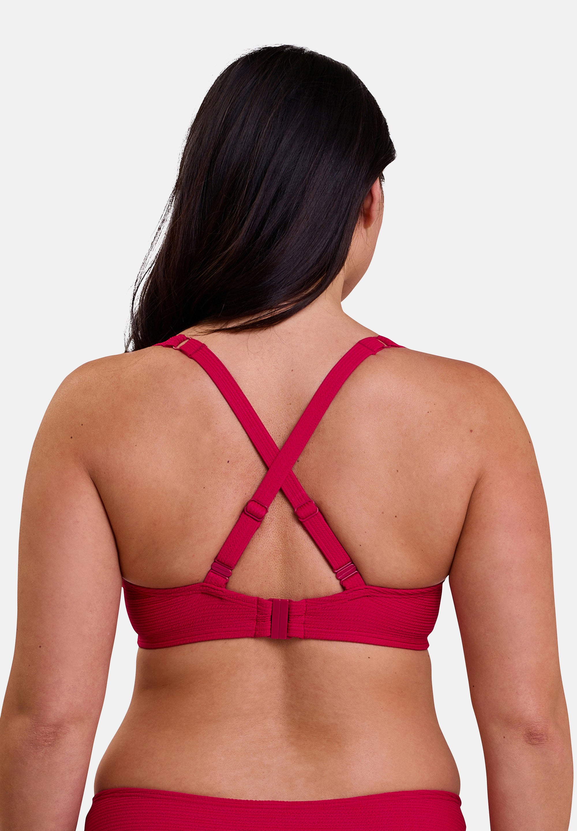 Haut de maillot de bain - avec bretelles croisées au dos - couleur cerise