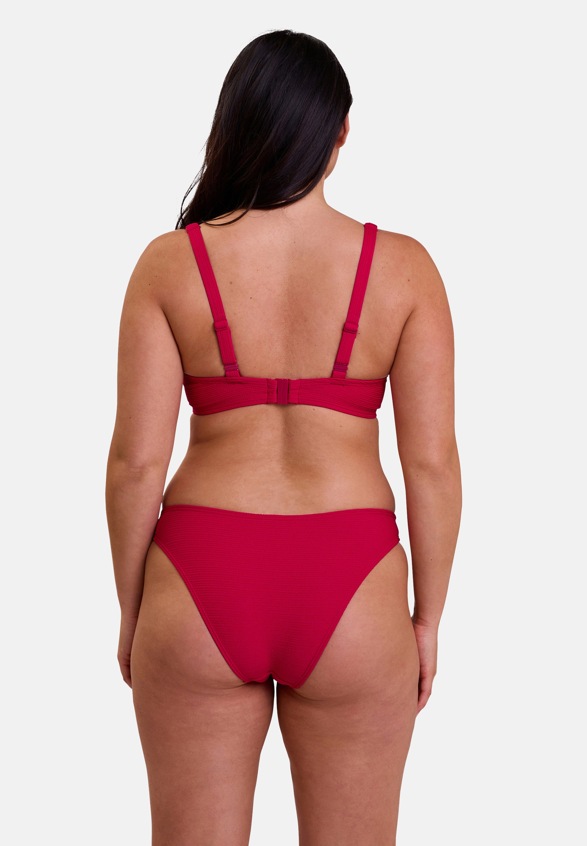 Bikini haut de maillot et culotte de bain taille haute - couleur cerise