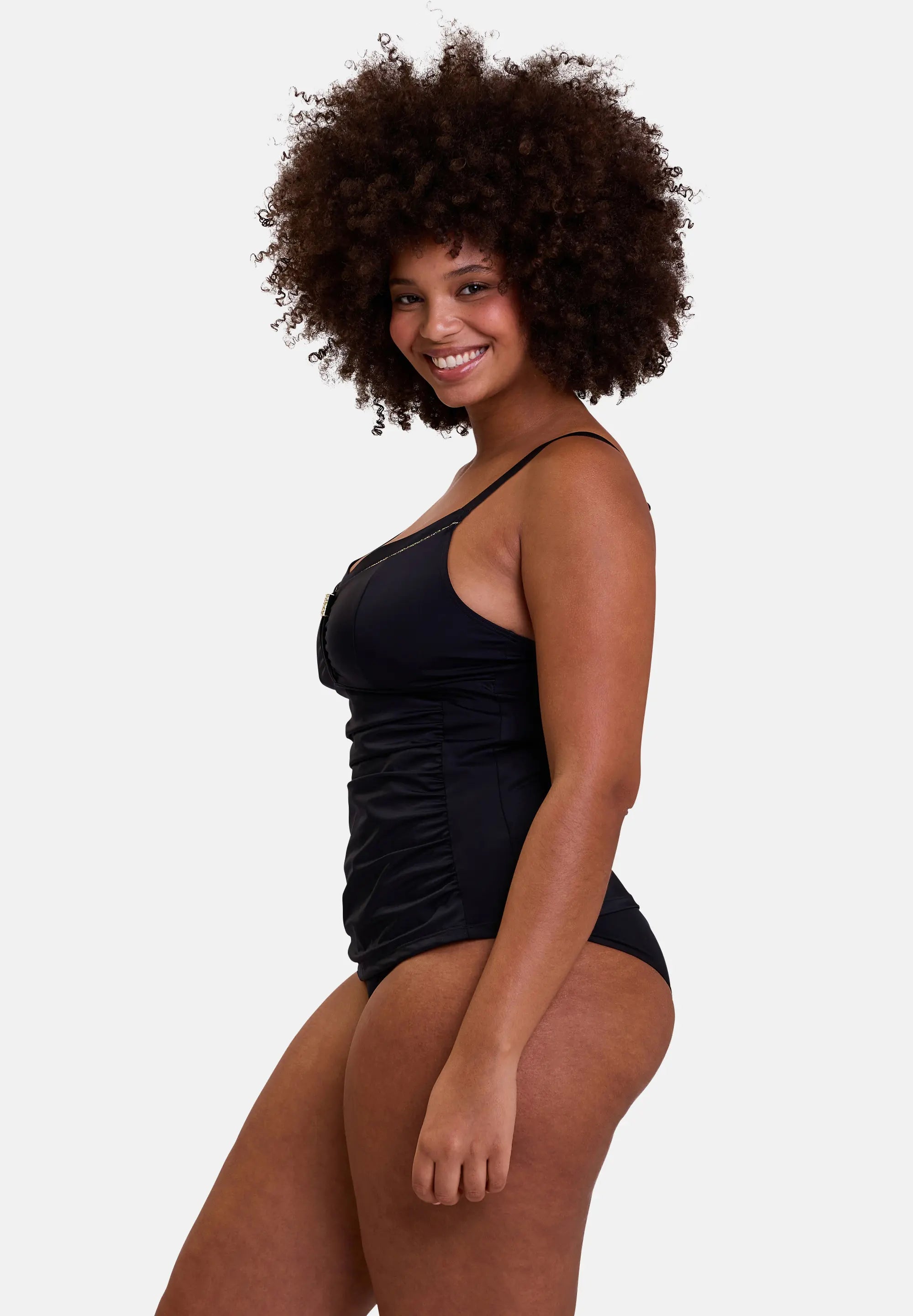Tankini noir - pour femme - de profil