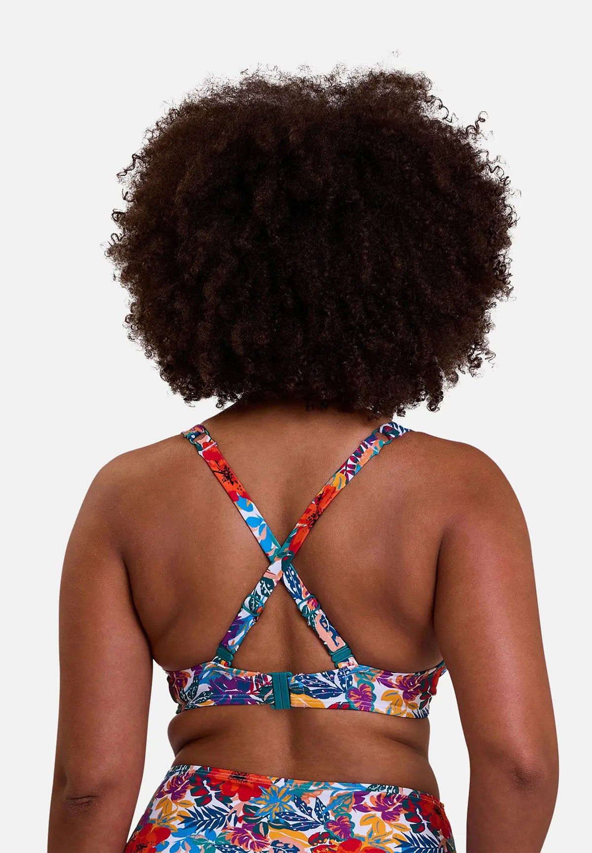 haut de maillot de bain - imprimé tropical - bretelles croisées dans le dos