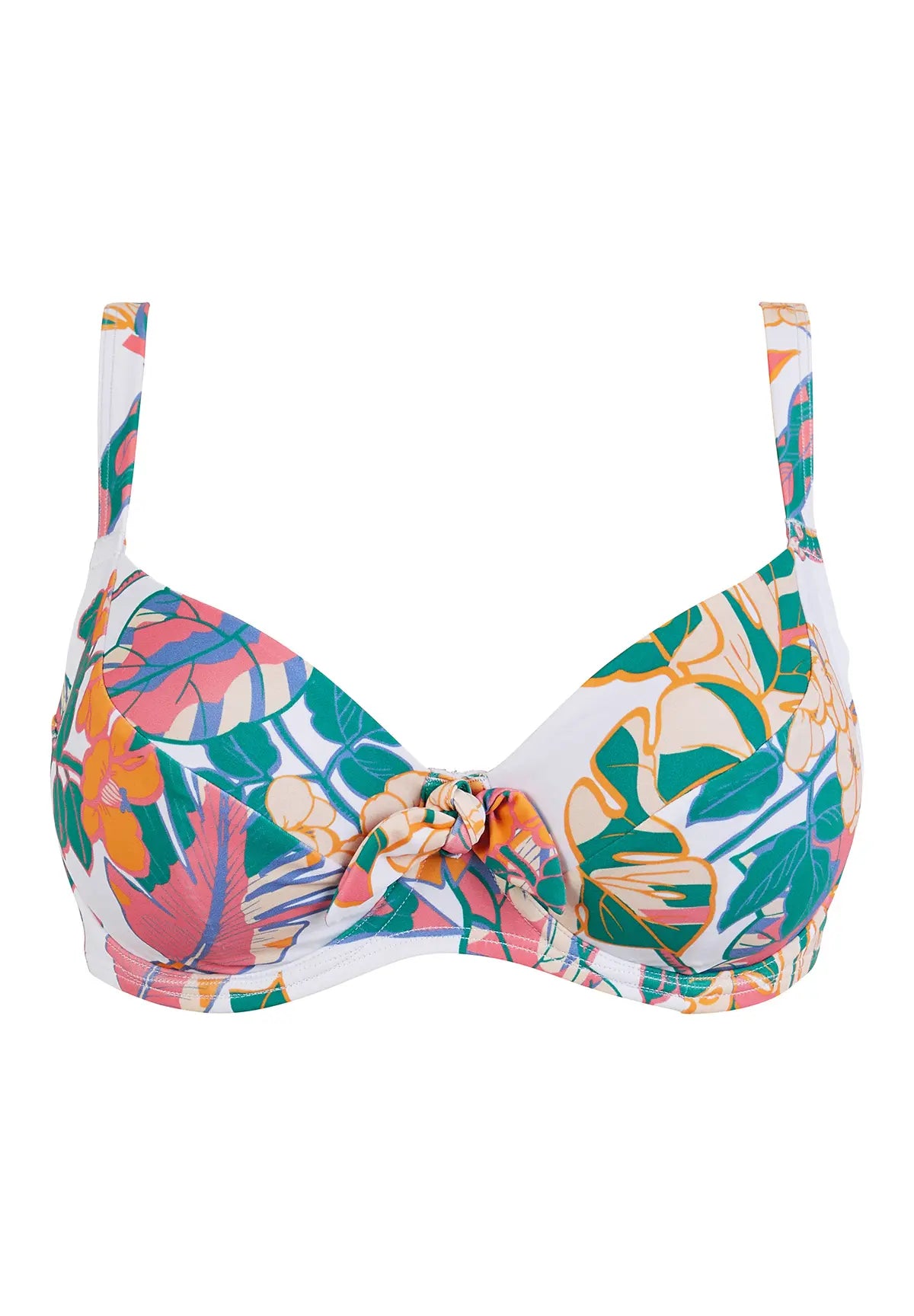 packshot haut de maillot de bain - imprimé exotique blanc