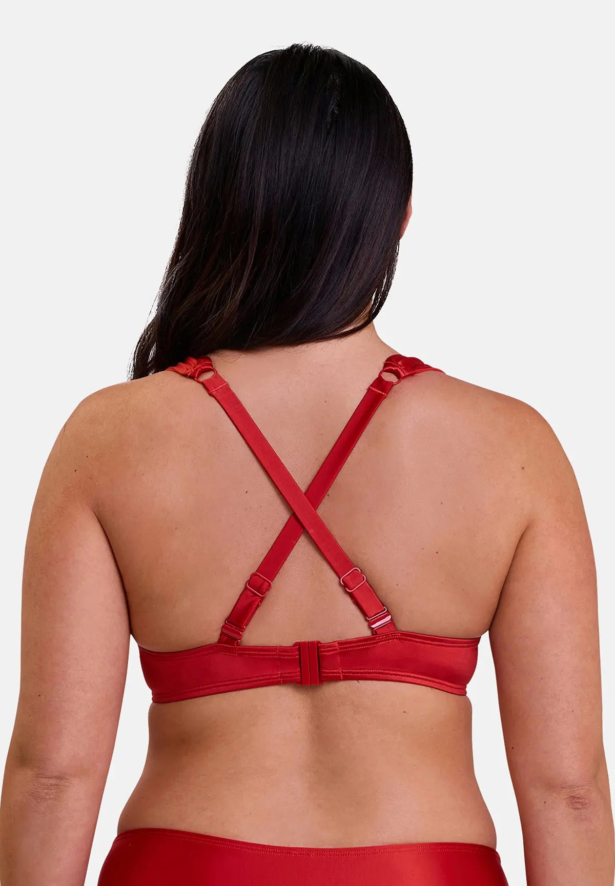 haut de maillot de bai rouge - vu de dos avec bretelles croisées