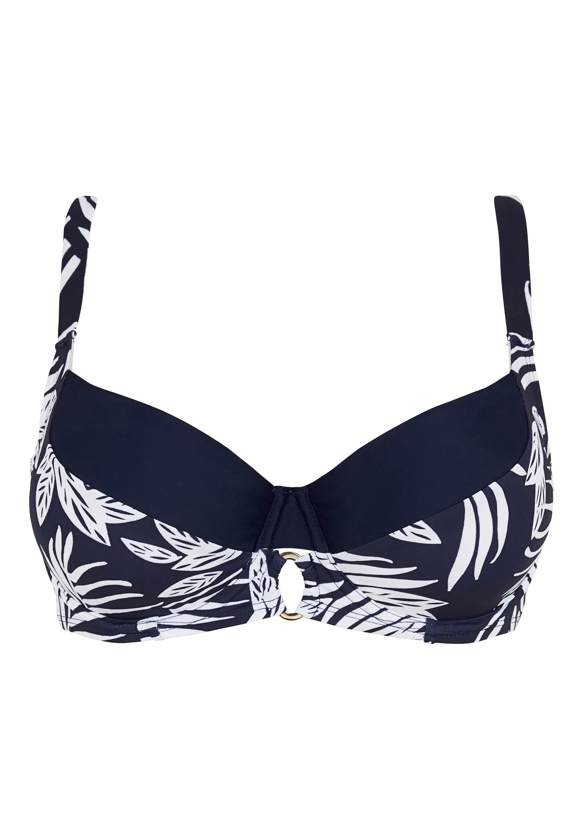Kelaa Graphic Leaves Bikini Top Navy Blue
