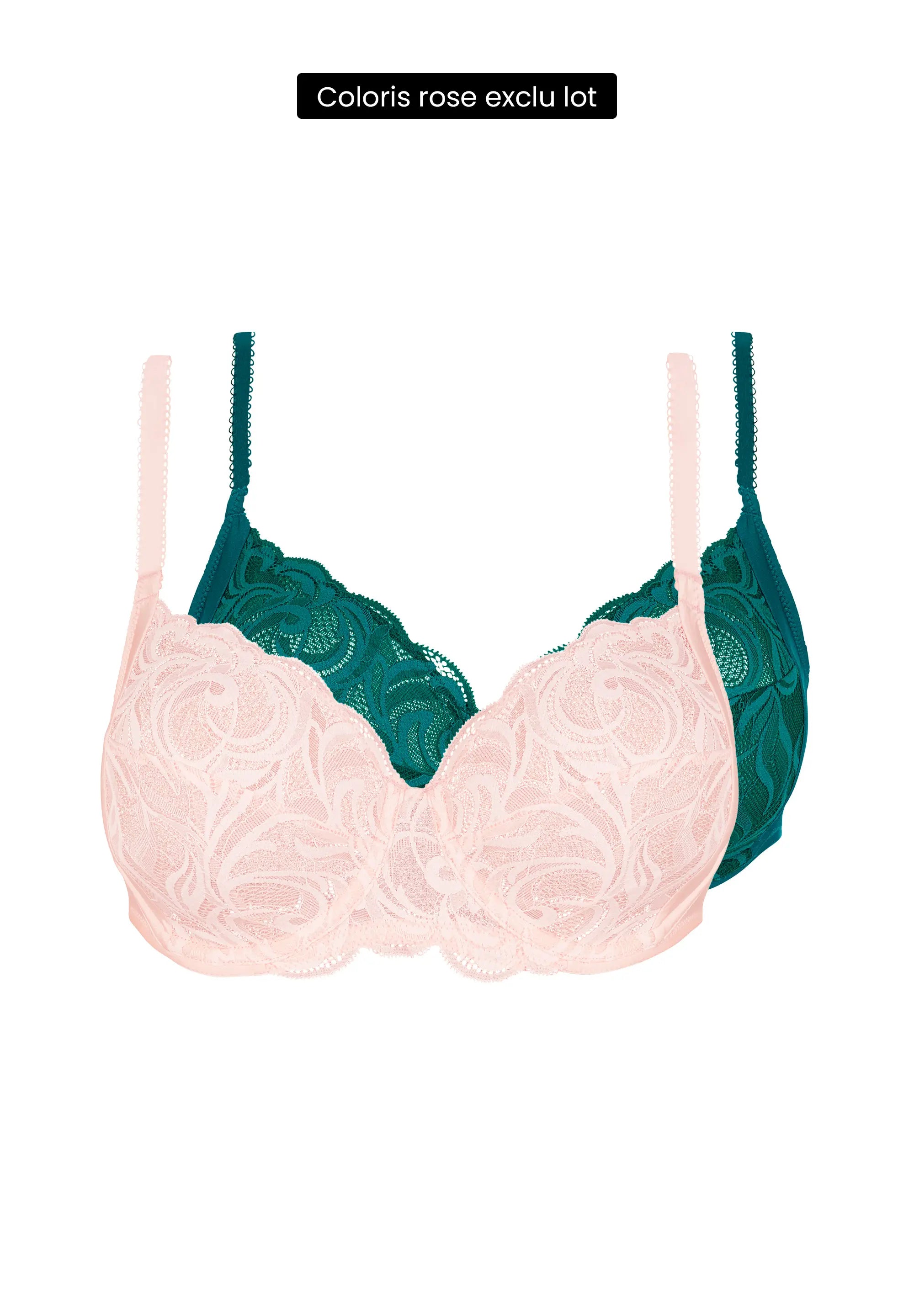 Lot de 2 soutiens-gorge Duo Carla Vert Epicea et Rose Poudre