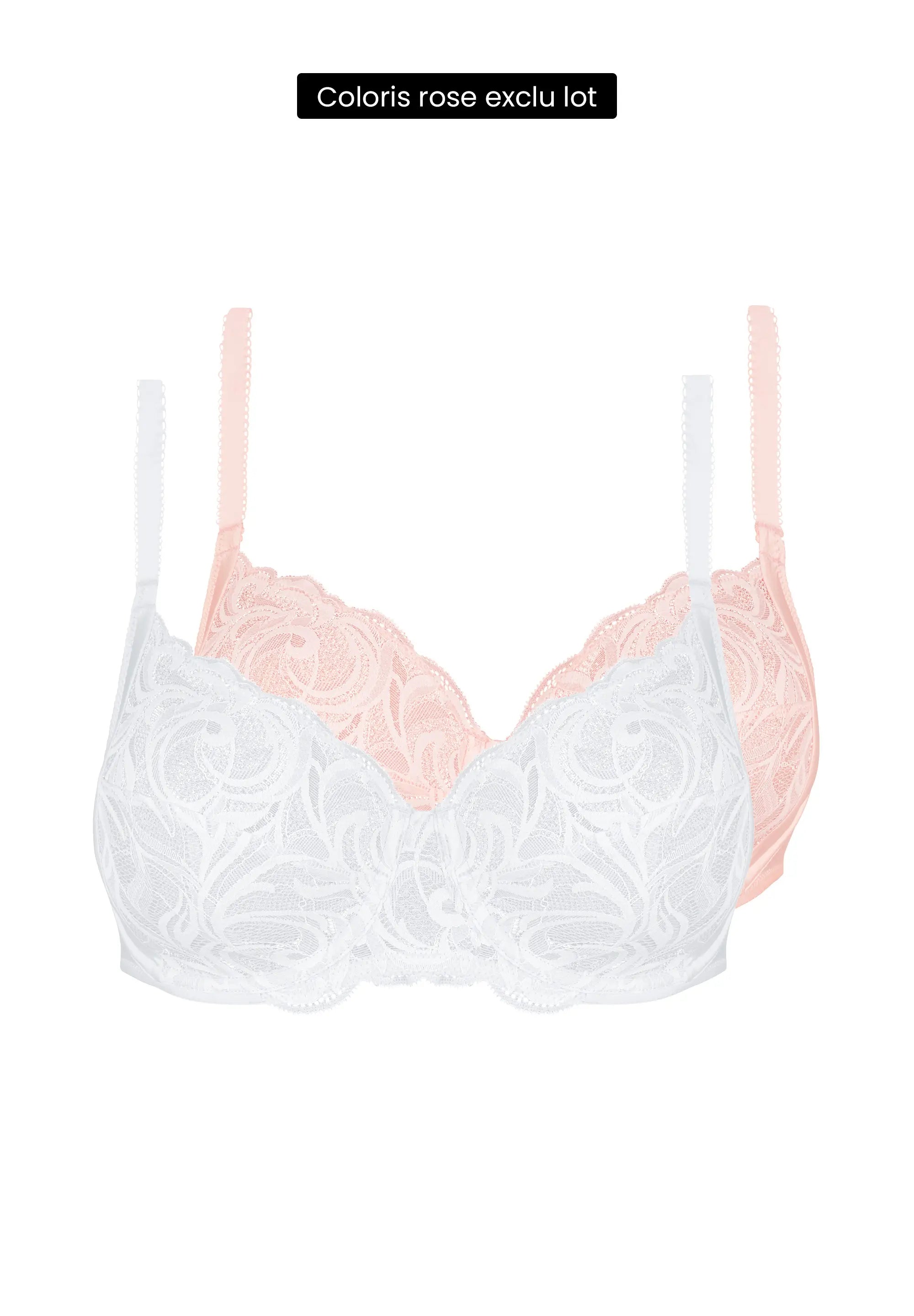 Lot de 2 soutiens-gorge Duo Carla Blanc et Rose Poudre