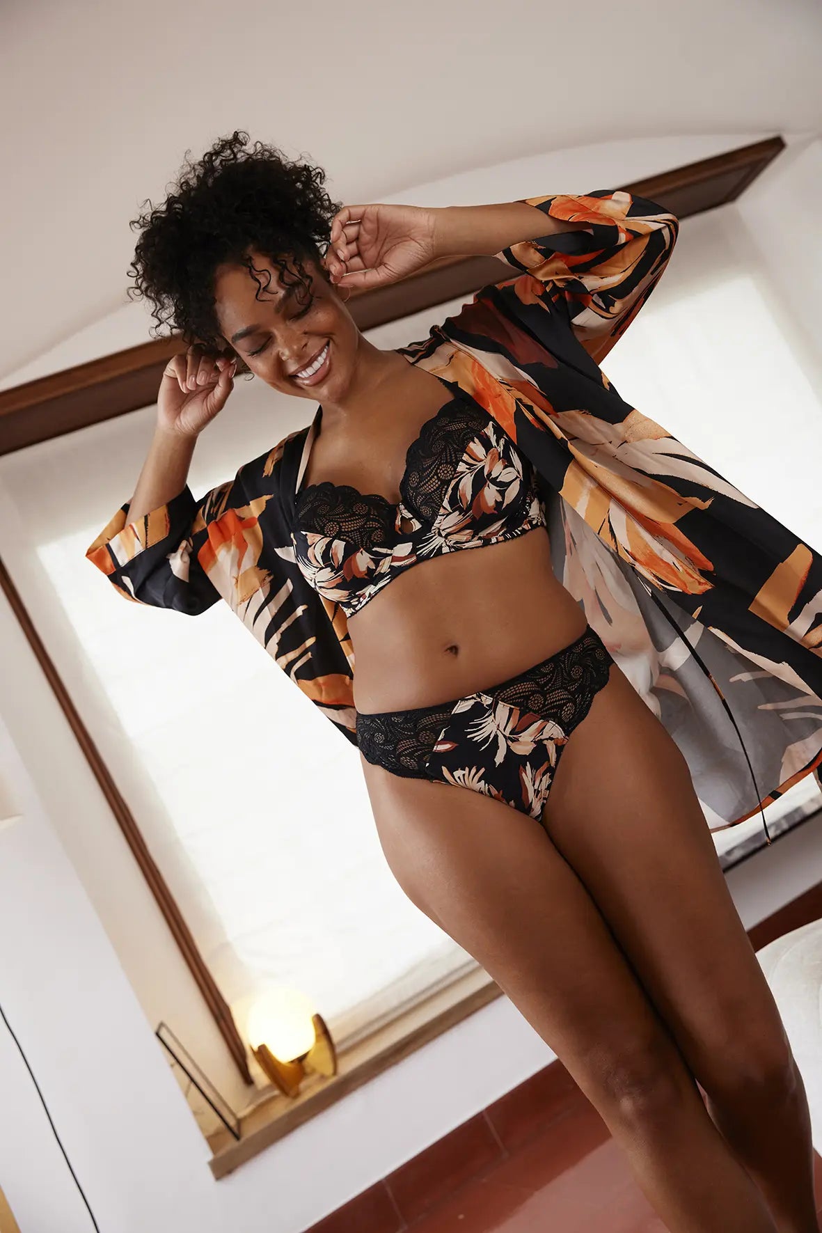 Kimono Pure Chic Zwarte Bladeren