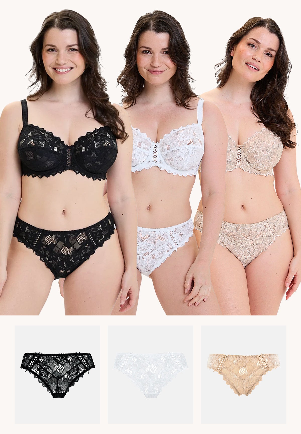 Pack of 3 classic briefs Arum Black, White and Nude