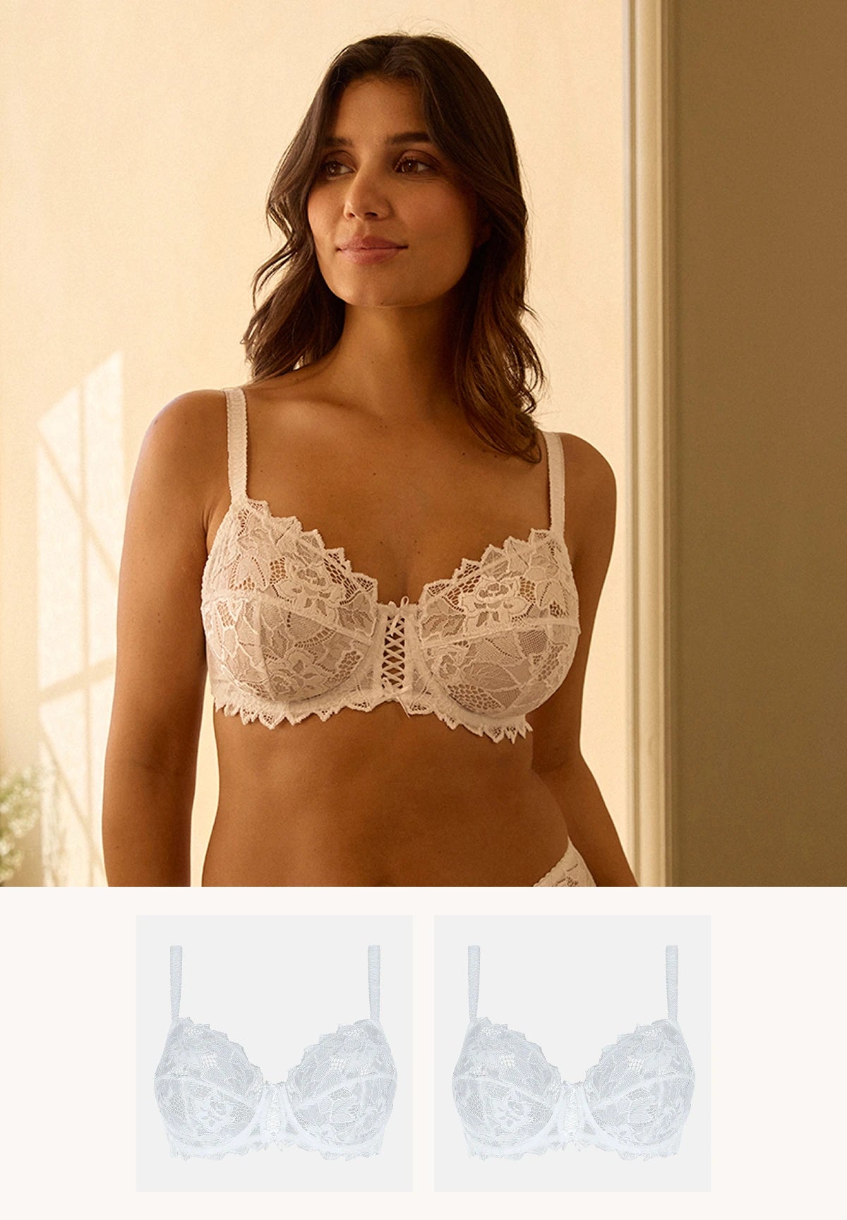 Set van 2 Bhs Duo Arum Wit en Nude