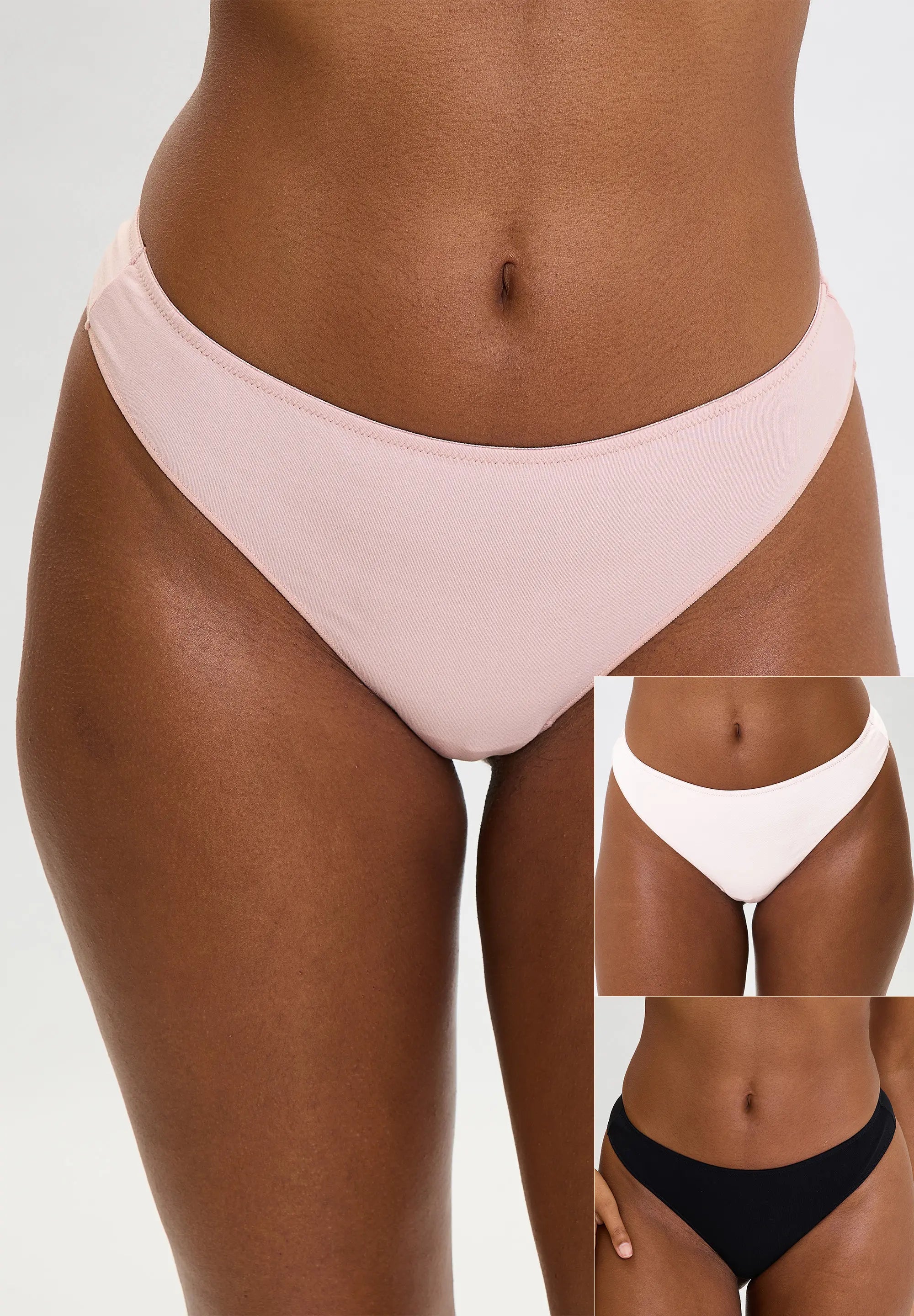 3er - Set Baumwolle Strings Subtile Schwarz-Beige-Ivory