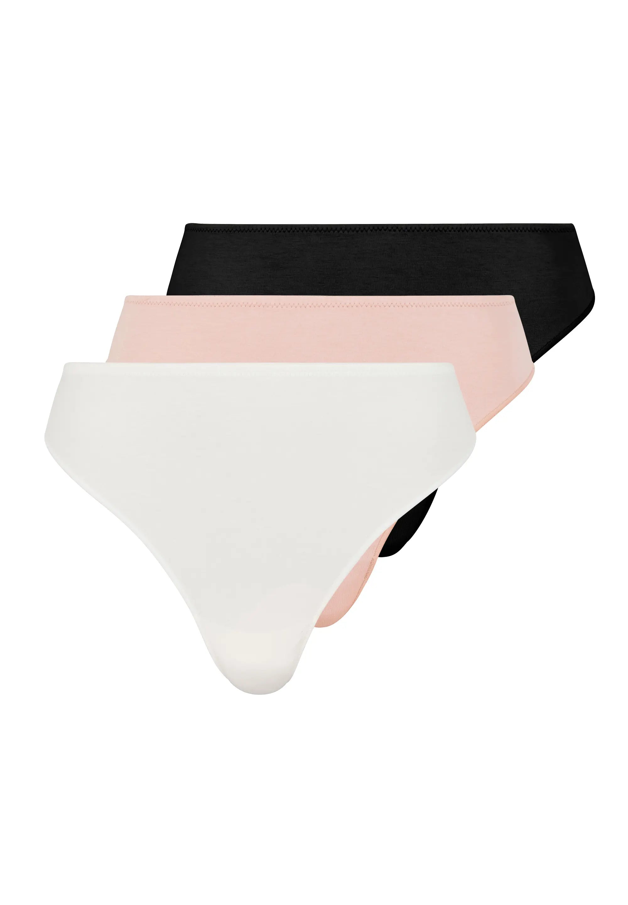 Pack di 3 perizomi in cotone Subtile Nero Beige Avorio