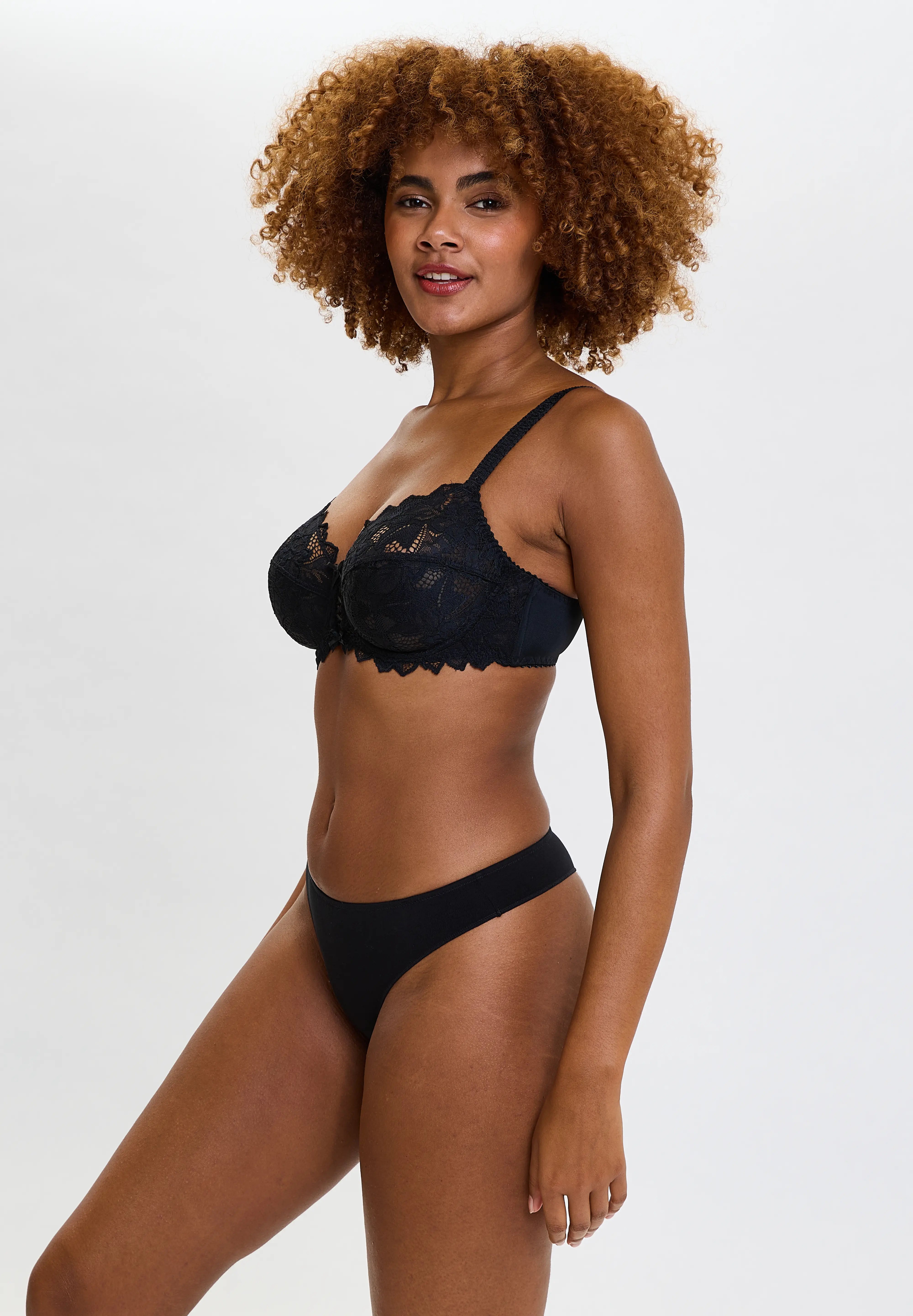 3er - Set Baumwolle Strings Subtile Schwarz-Beige-Ivory