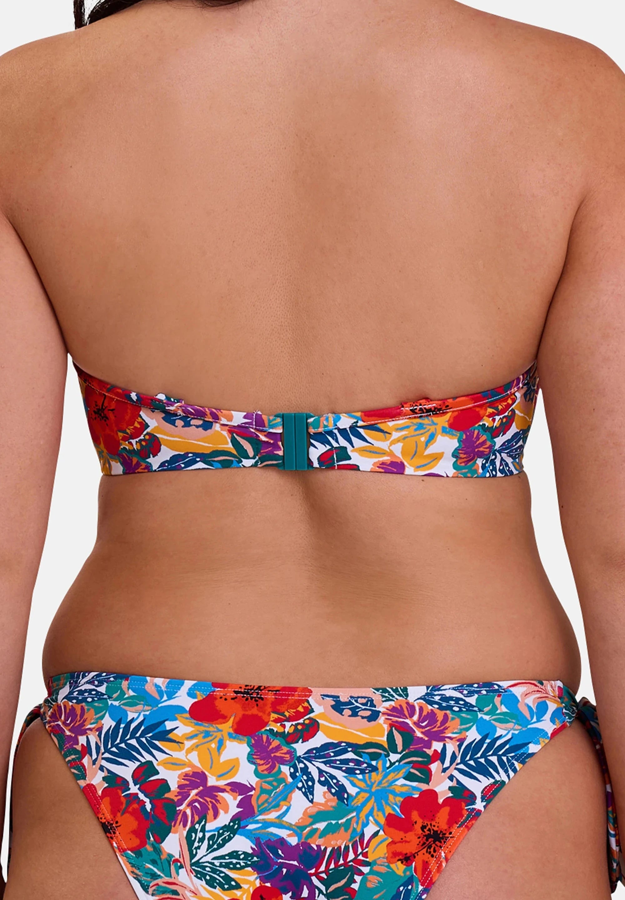 Bandeau bikini top - tropical print - back view