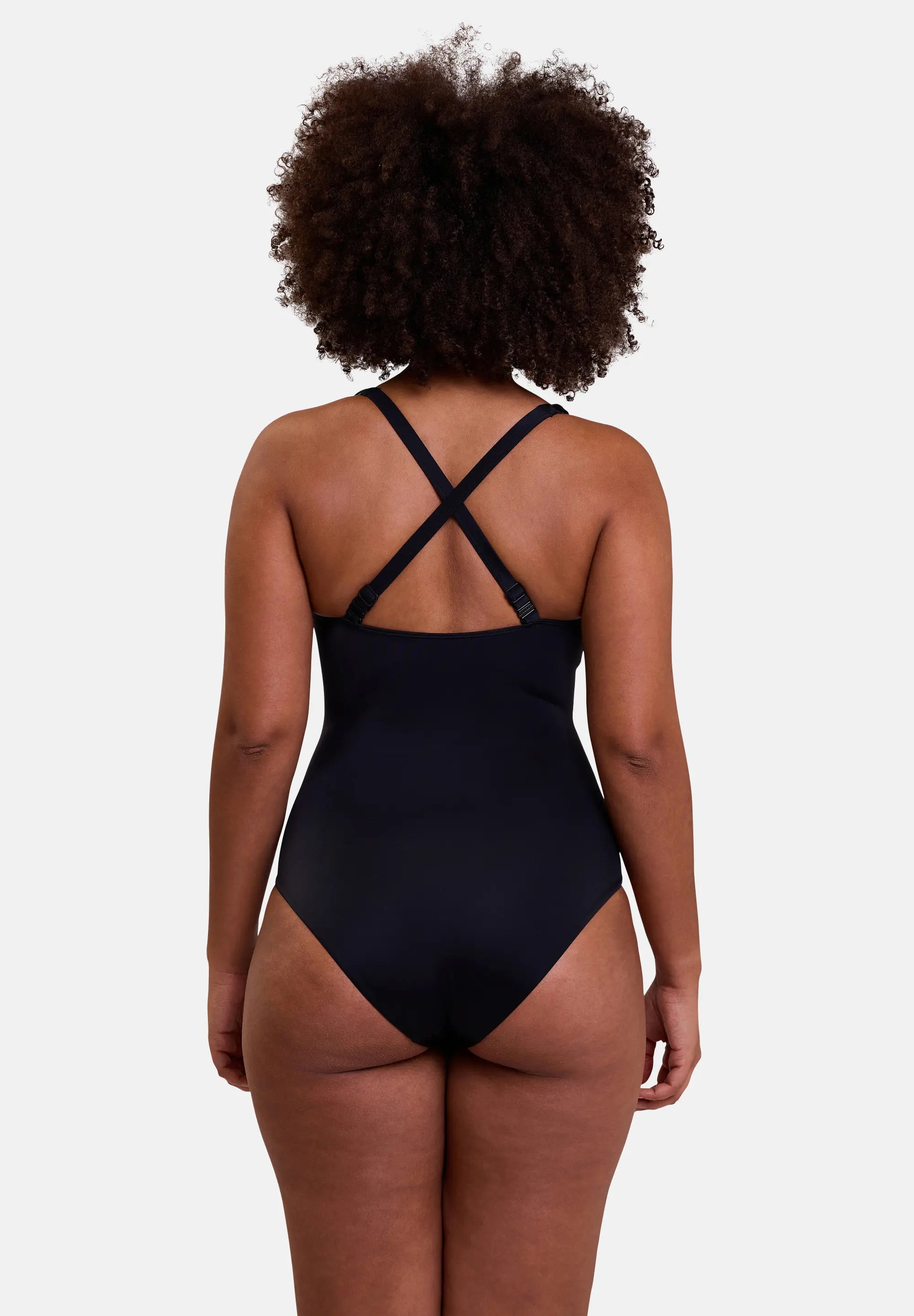 maillot de bain une pièce noir - de dos avec bretelles croisées