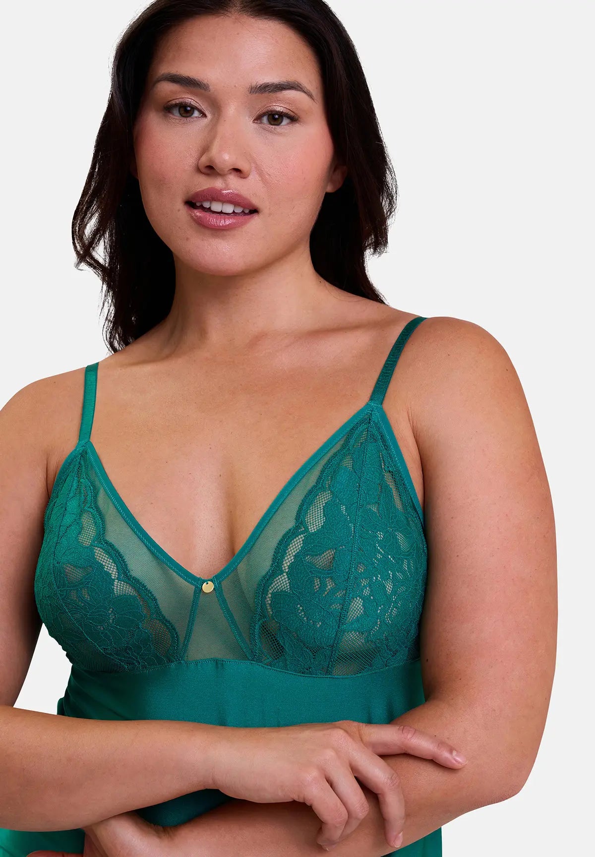 Smaragdgroene romantische nachtjapon