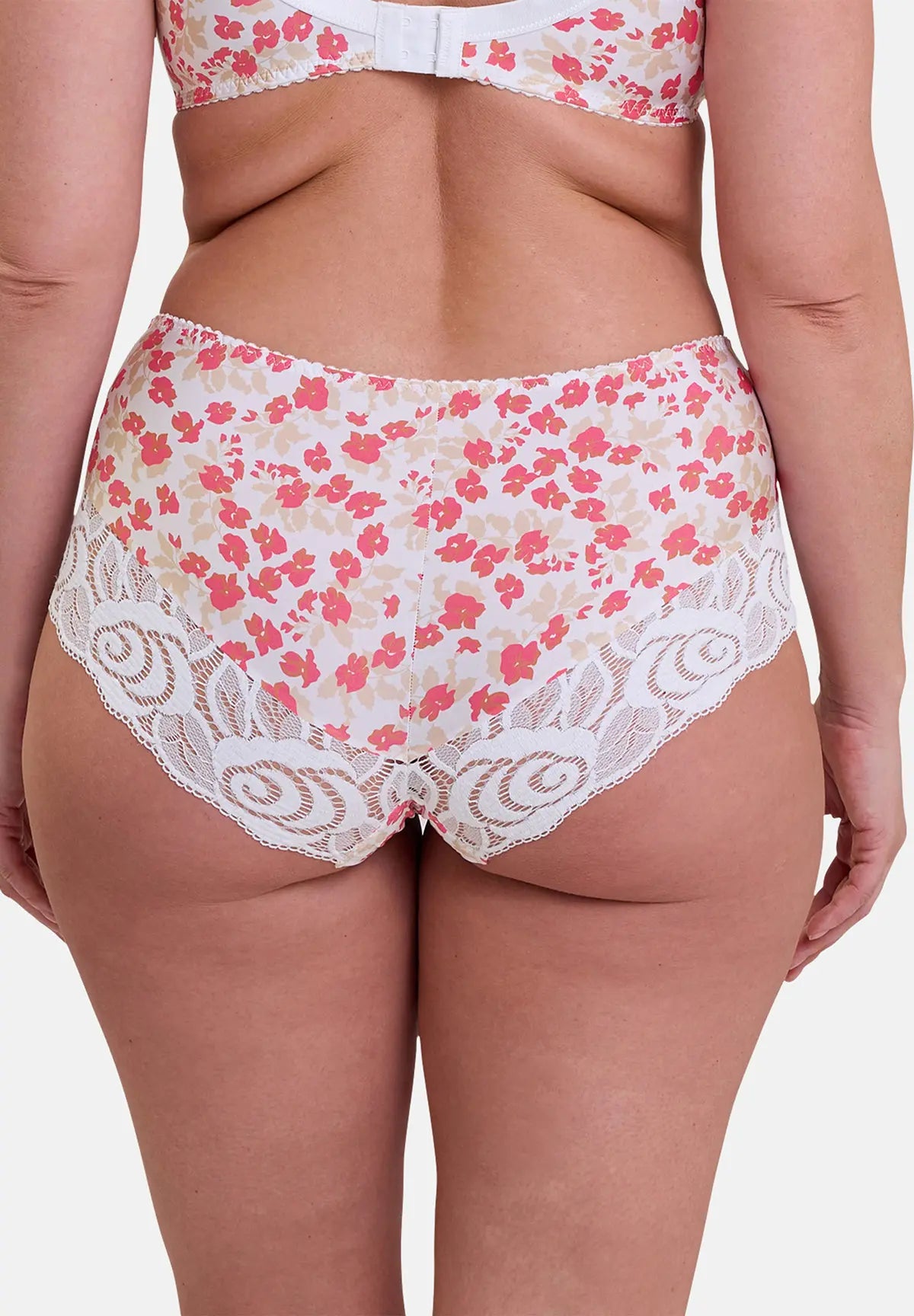 Shorty Amélie Print Imprimé Floral Blanc et Rouge