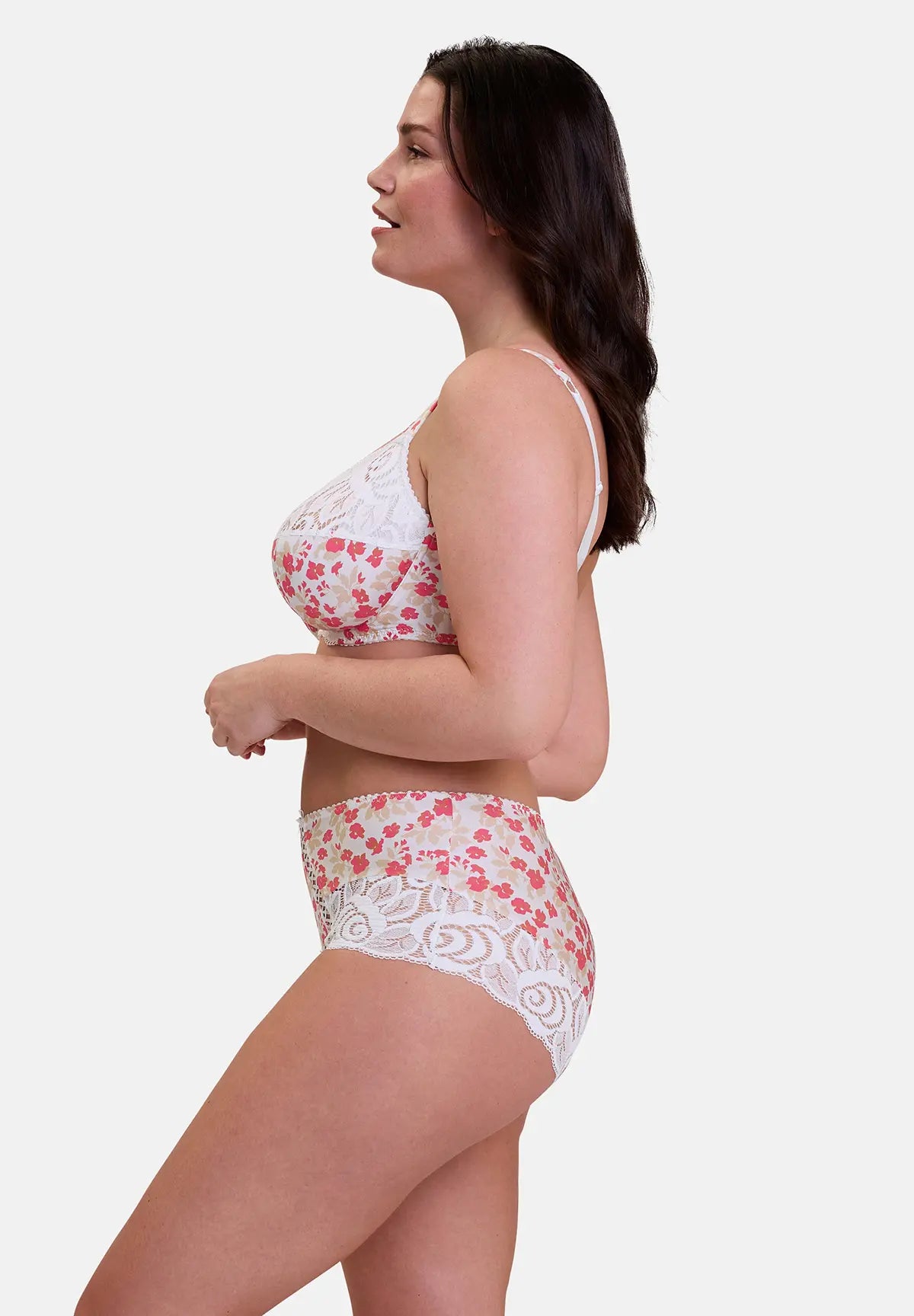 Shorty Amélie Print Imprimé Floral Blanc et Rouge