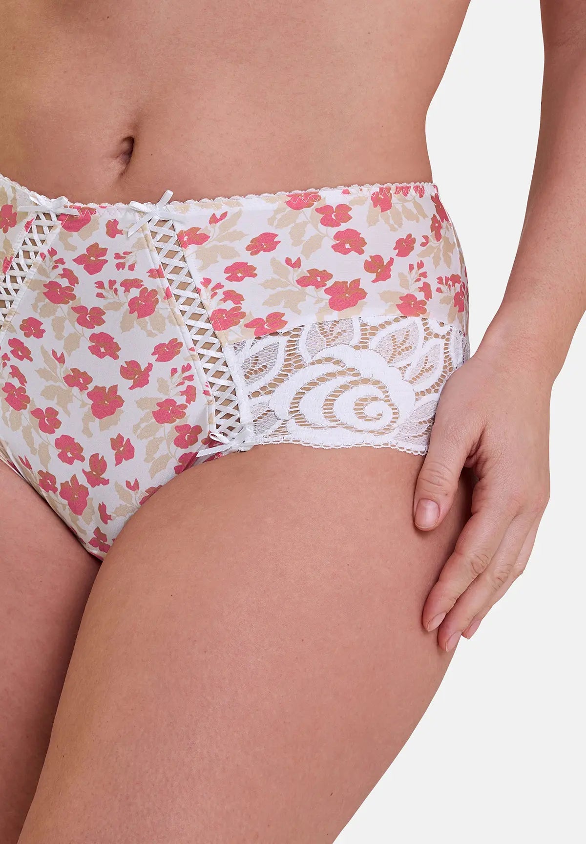 Shorty Amélie Print Imprimé Floral Blanc et Rouge