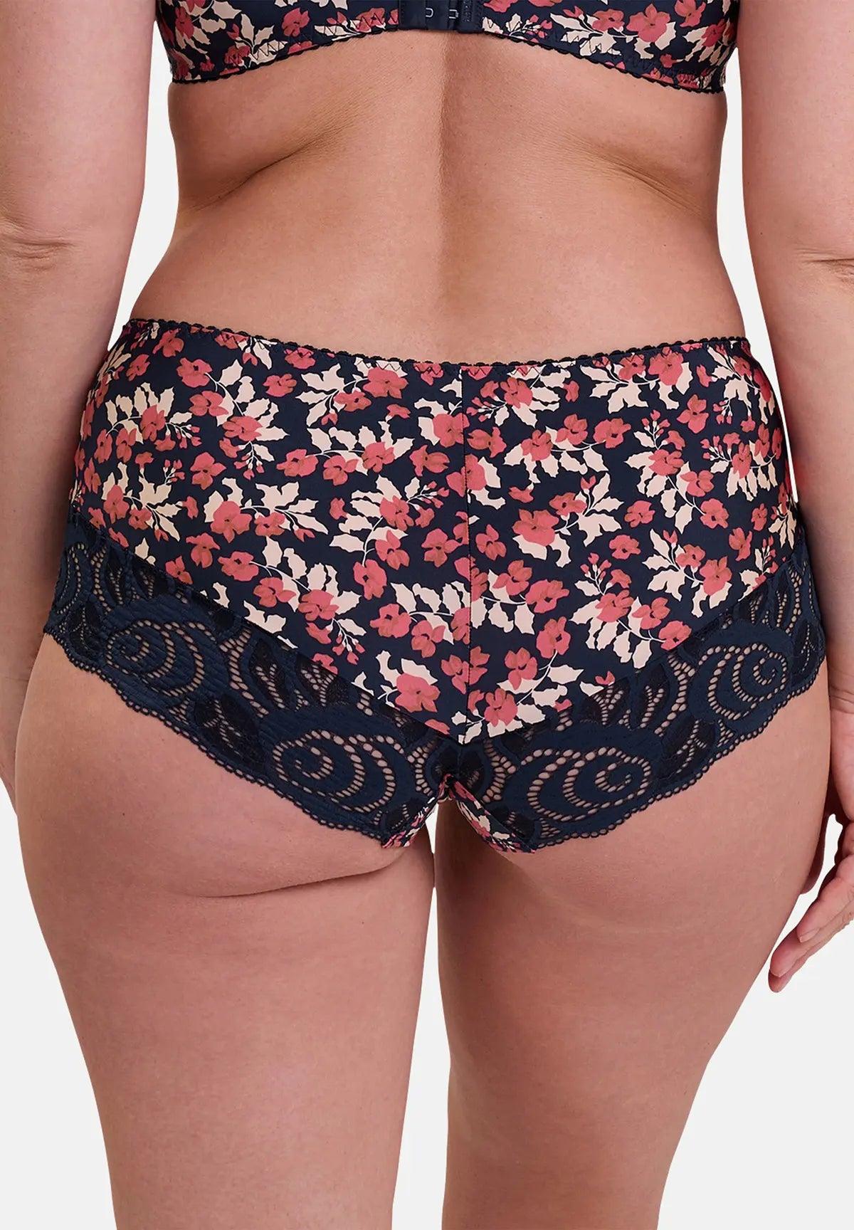 Shorty Amélie Print Floral Print Marine And Red
