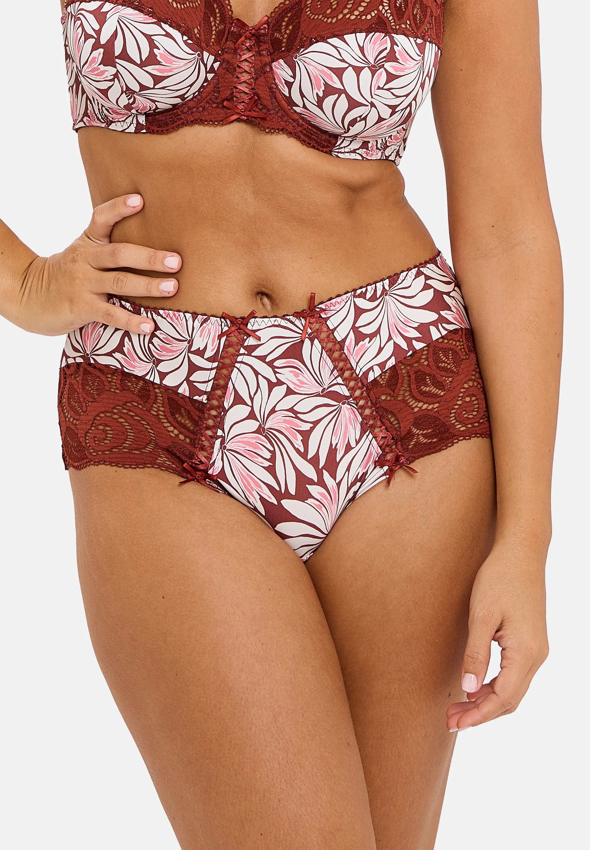 Shorty Amélie Print Imprimé Floral Rouge Cabernet