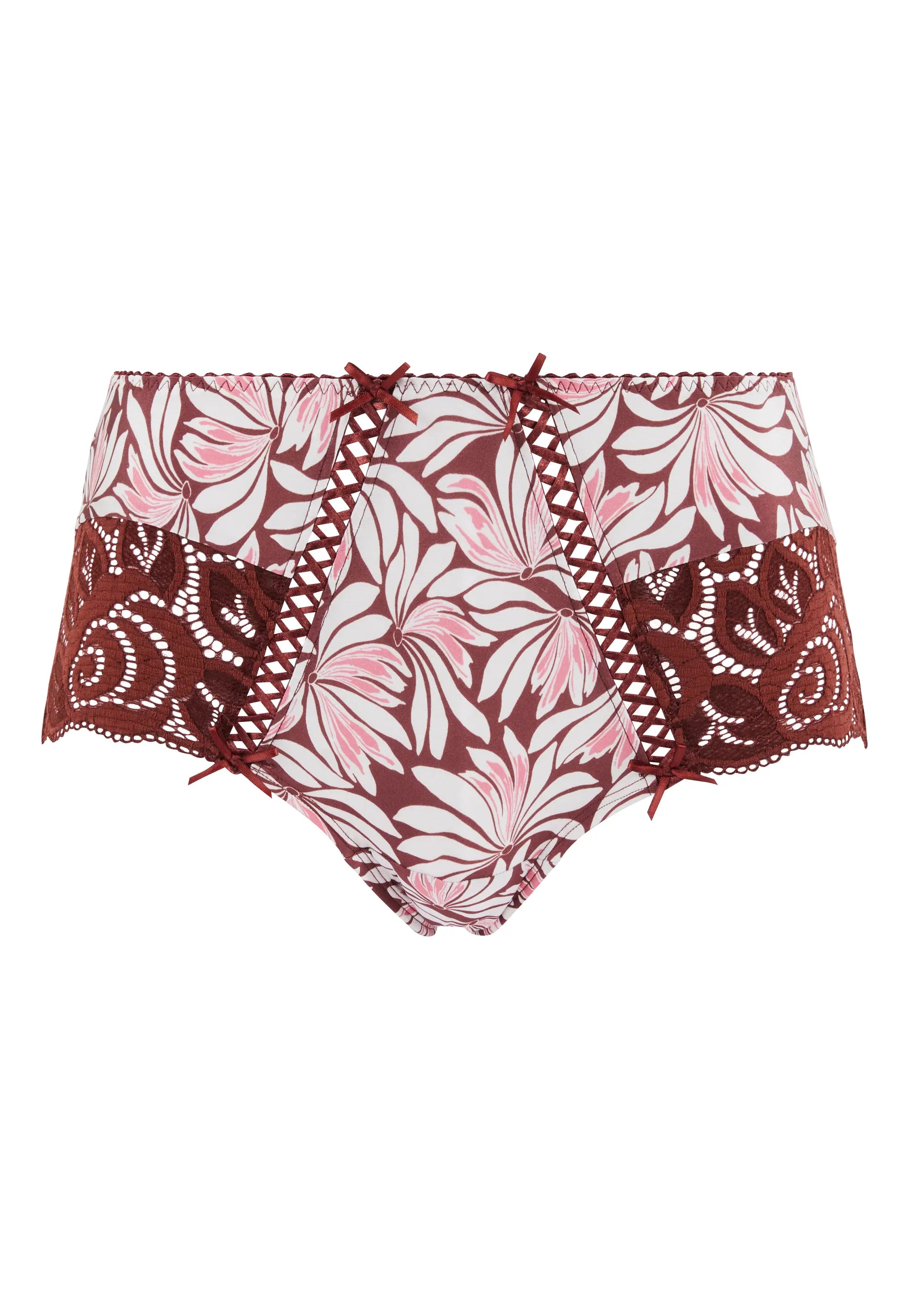 Damen-Hipster Amélie Print Bedruckt mit Weinrotem-Blumenmuster