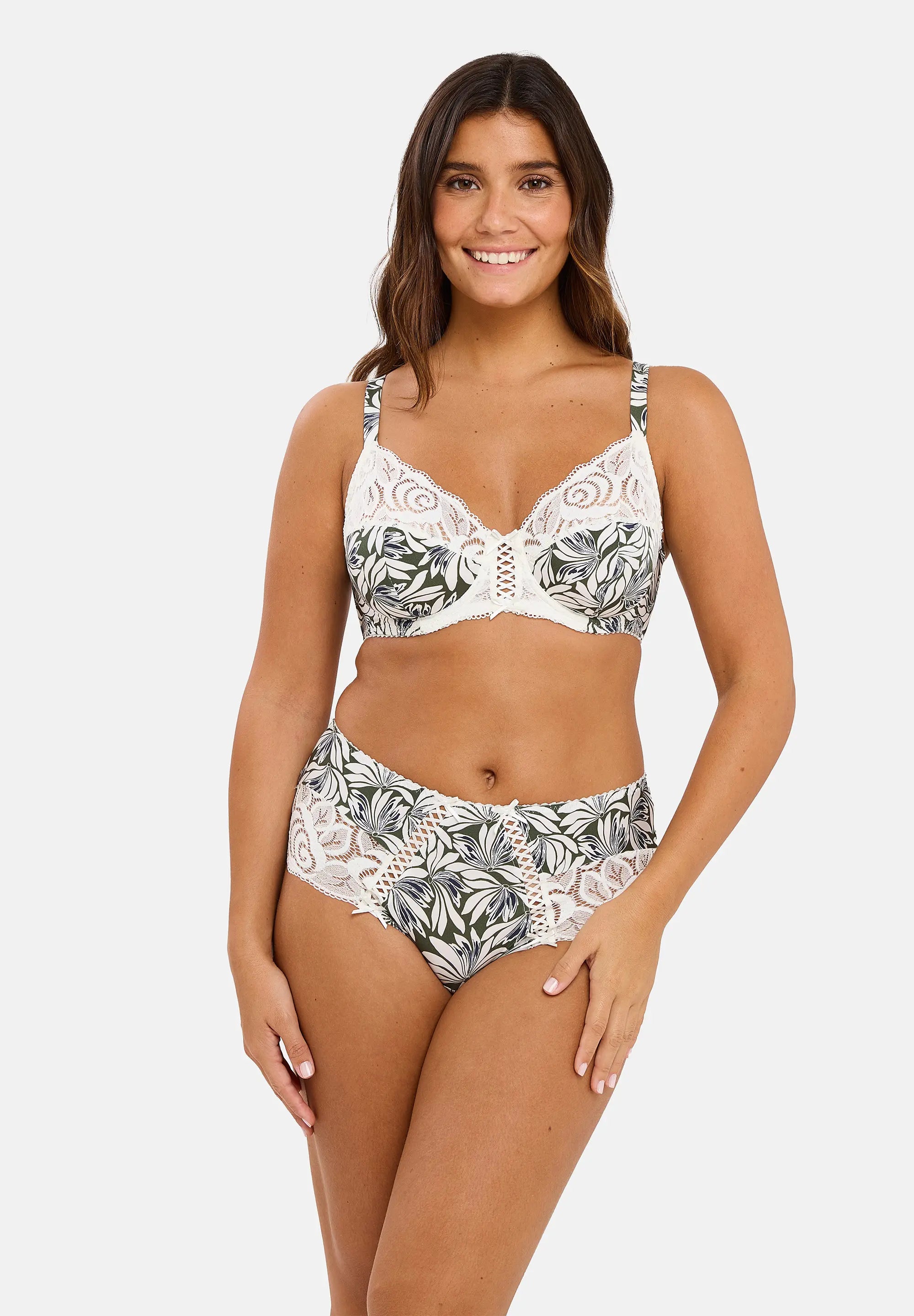 Damen-Hipster Amélie Print Bedruckt Floral Thymiangrün