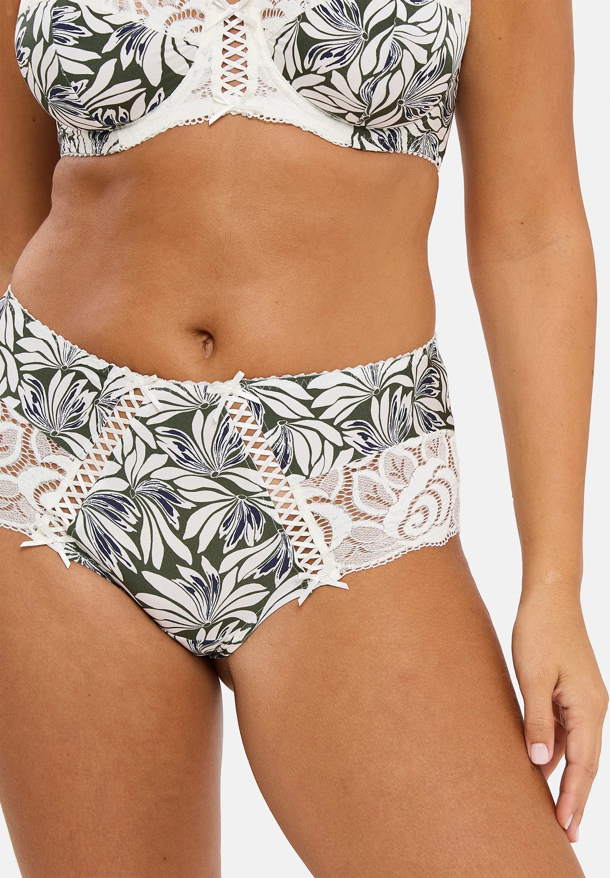Damen-Hipster Amélie Print Bedruckt Floral Thymiangrün