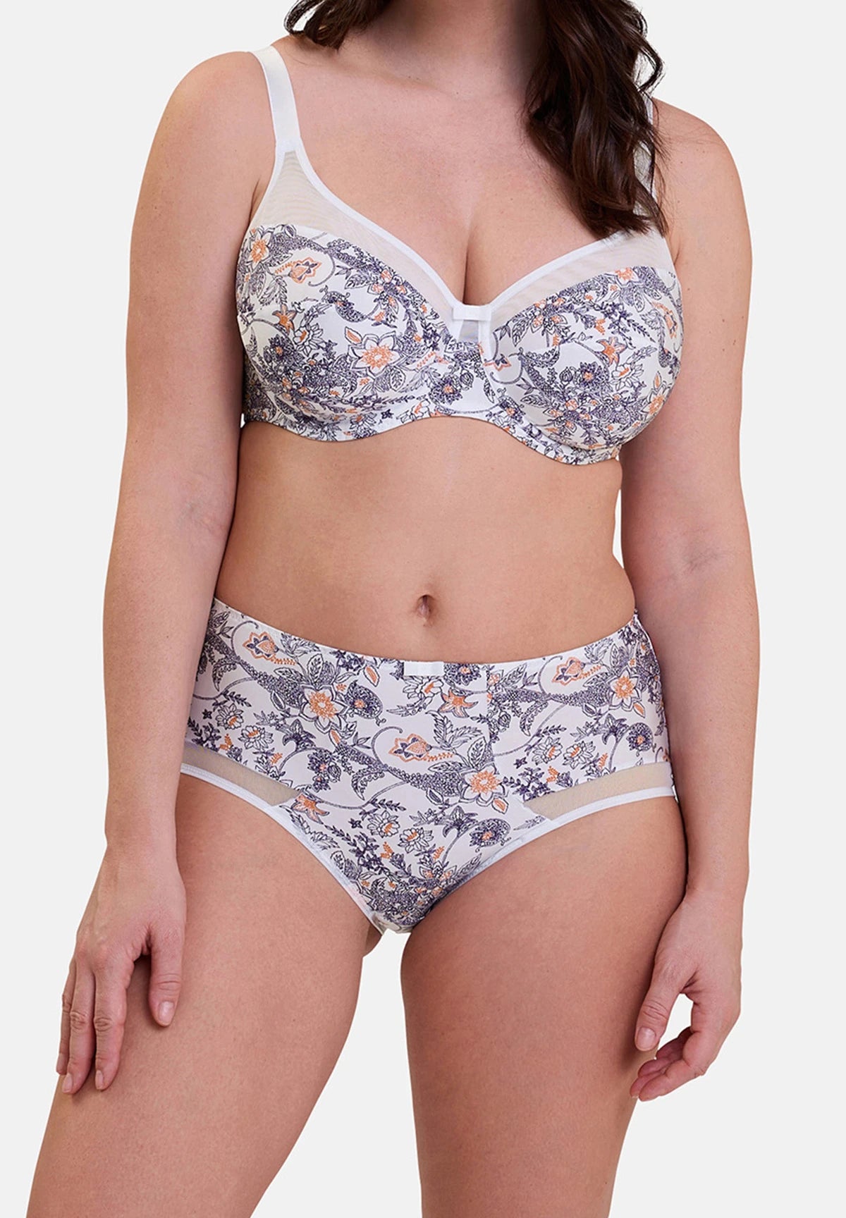 Complice Paisley Print Boyshorts in Blackberry and Tangerine – front view