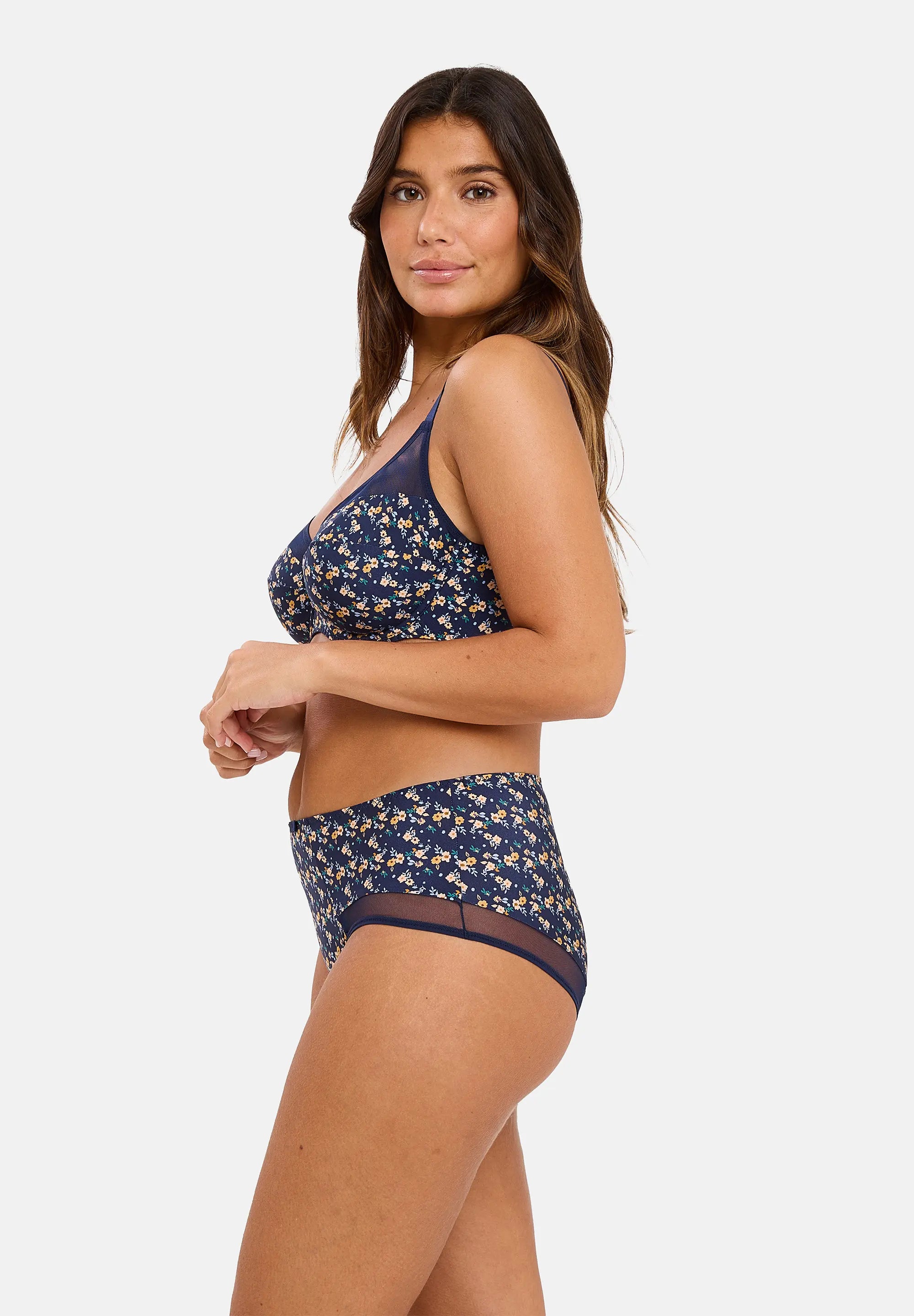 Shorty Complice met Liberty-print Marineblauw