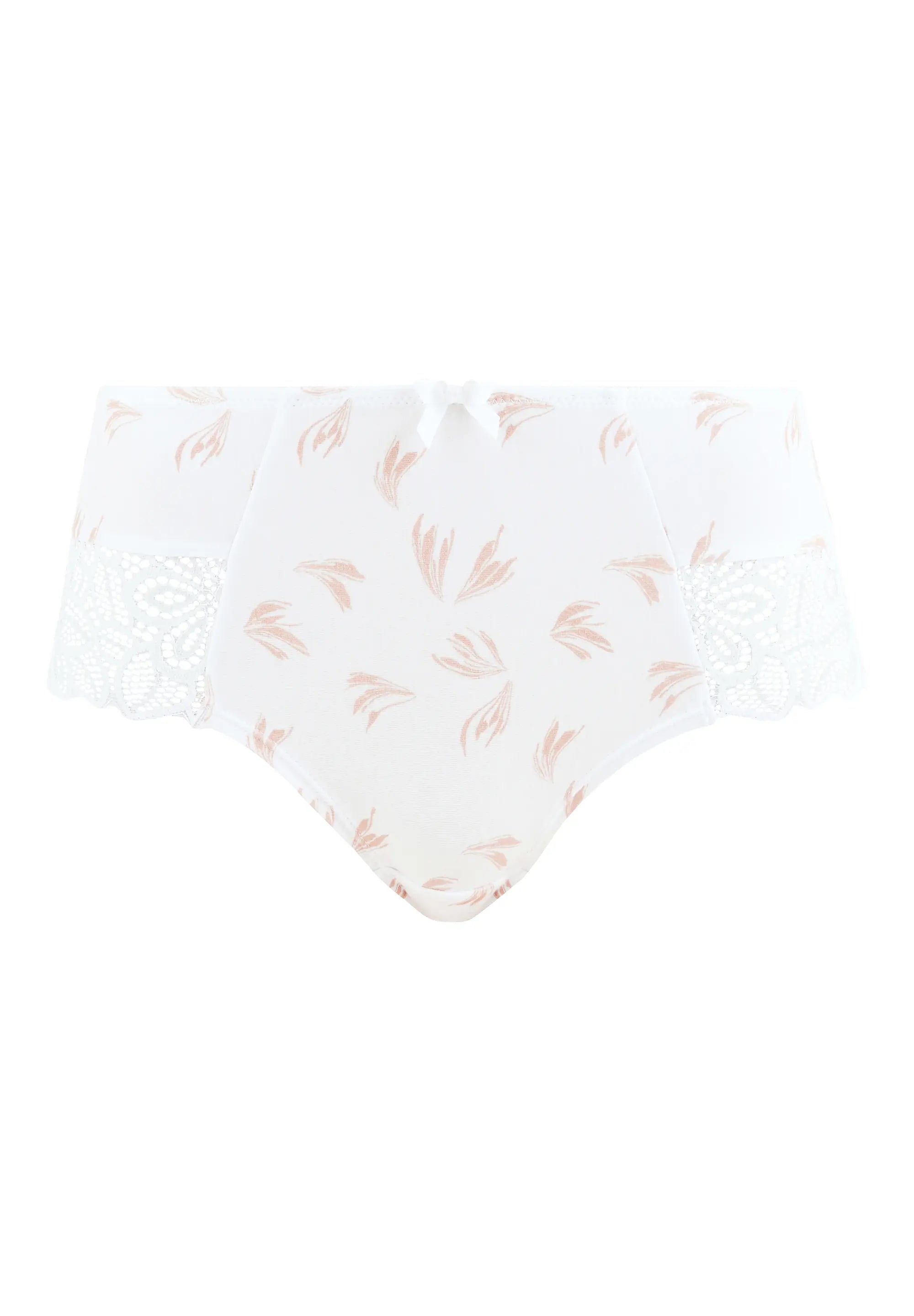 Damen-Hipster Flora bedruckt mit Herbstfeder Weiß