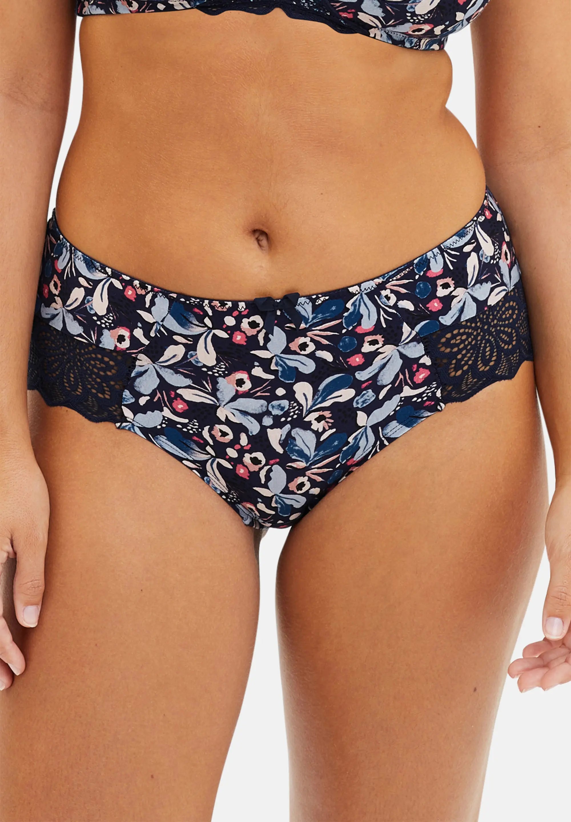 Flora Damen-Hipster Blumendruck in Blau und Hellrosa