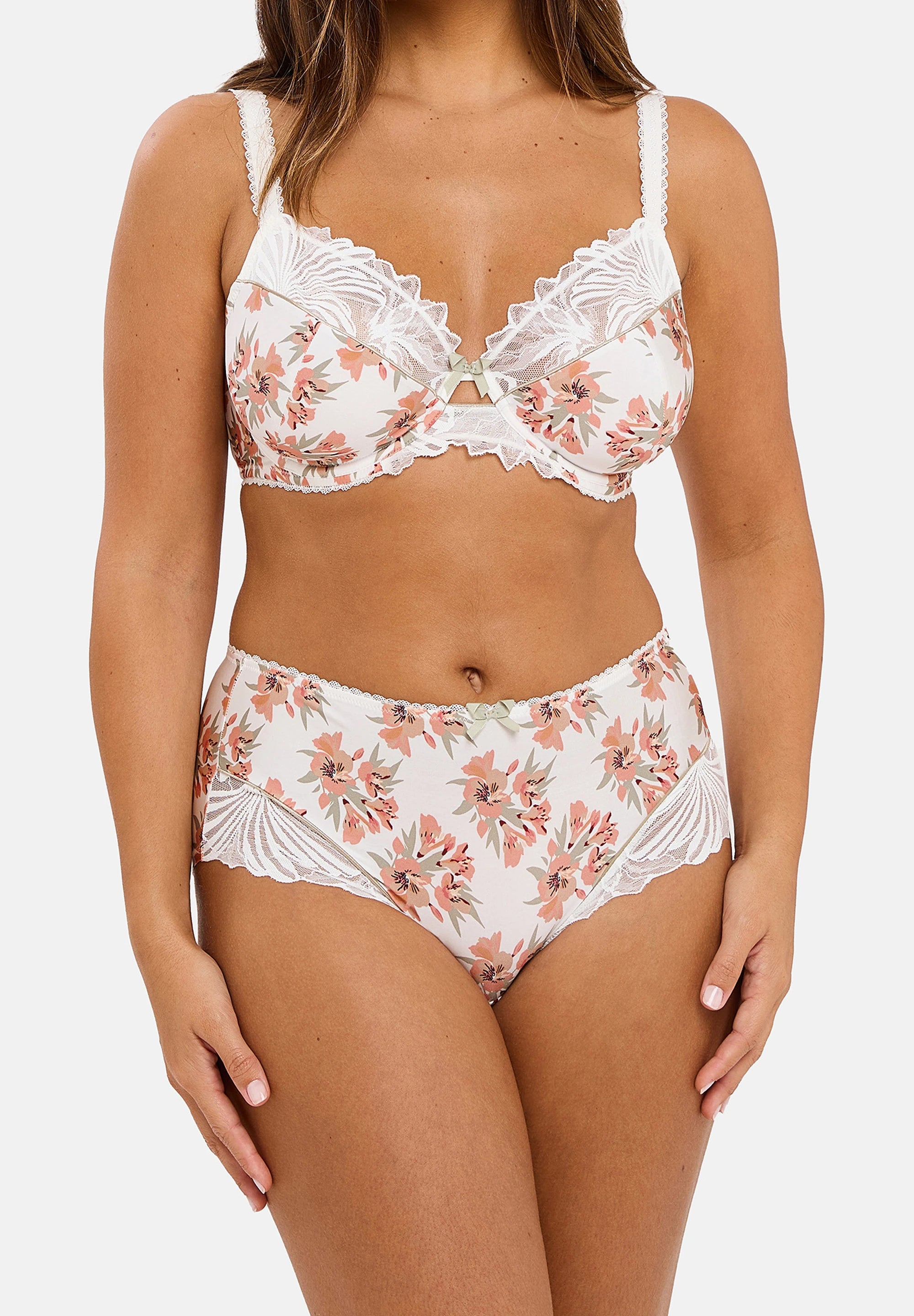 Shorty Oriane Bouquets Wit & Groen – achteraanzicht