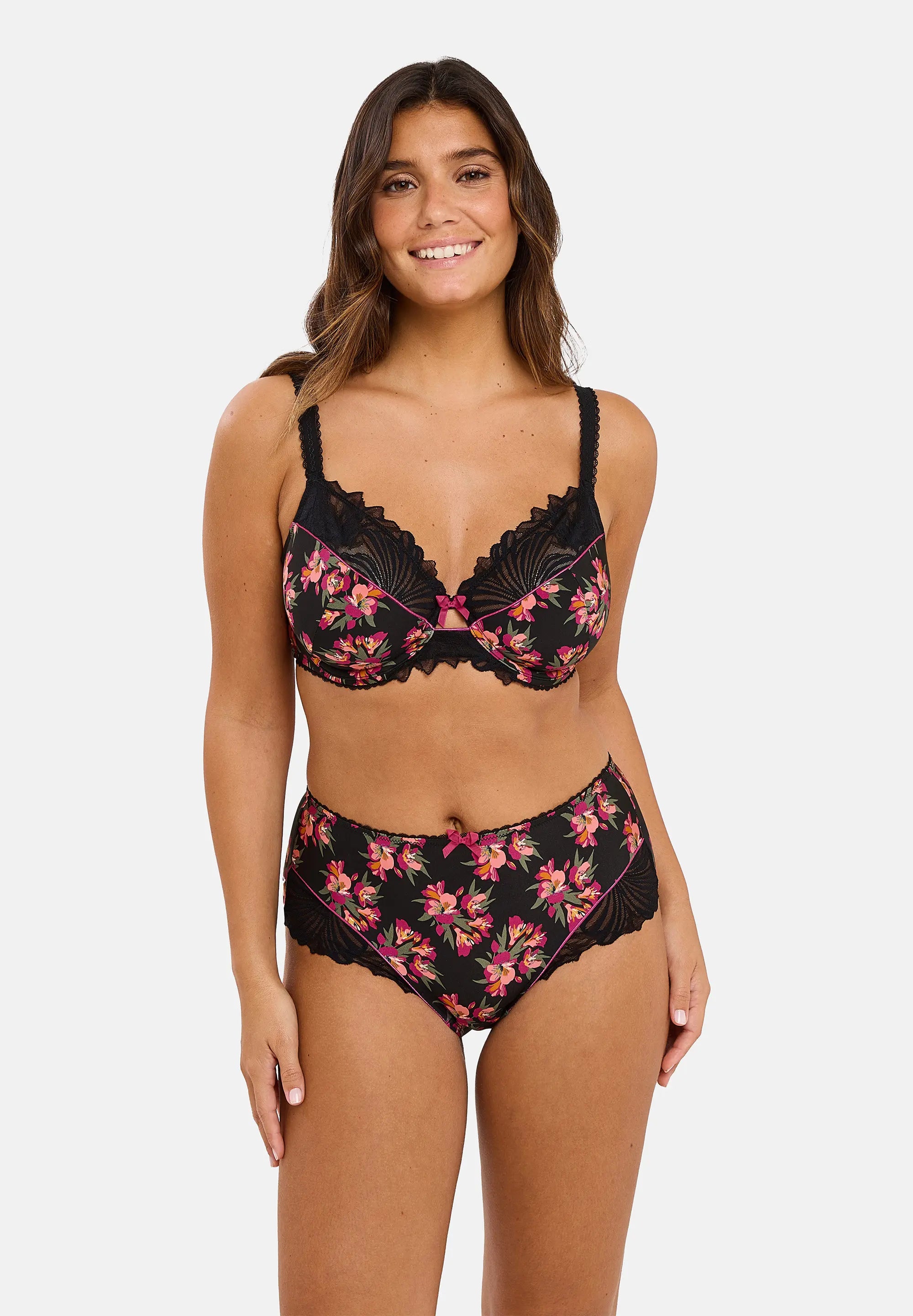 Shorty Oriane Bouquets Noir & Rose