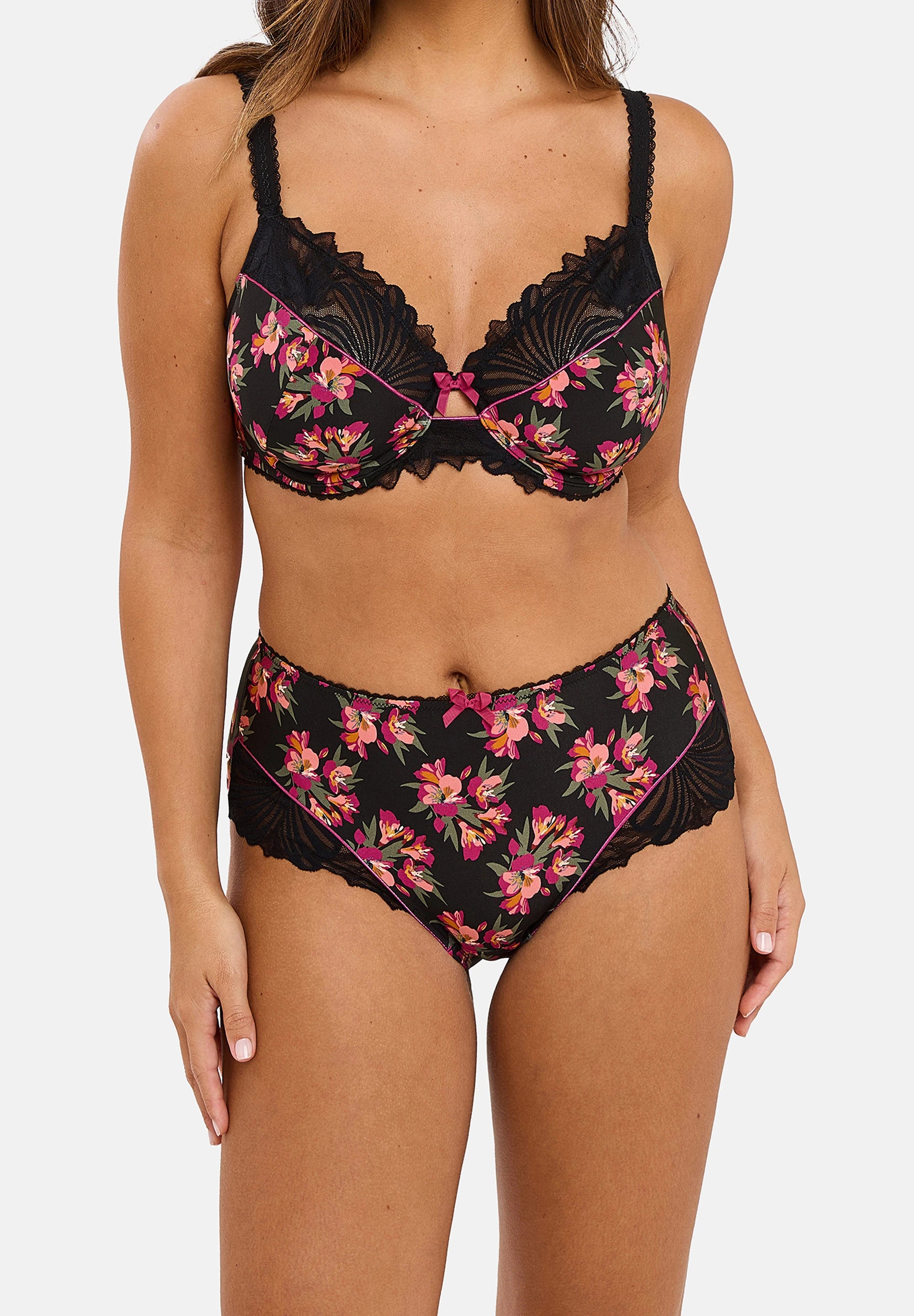 Shorty Oriane Bouquets Zwart & Roze – achteraanzicht