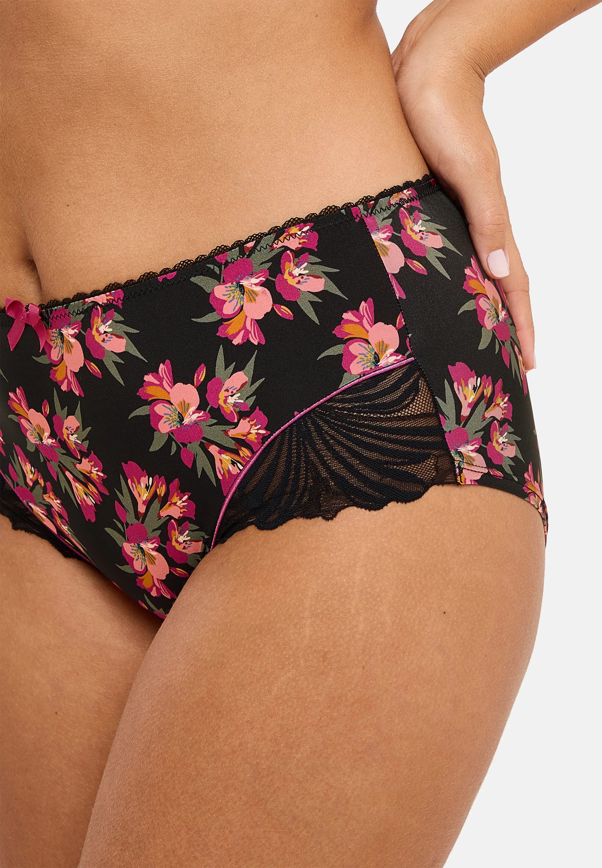 Shorty Oriane Bouquets Noir & Rose