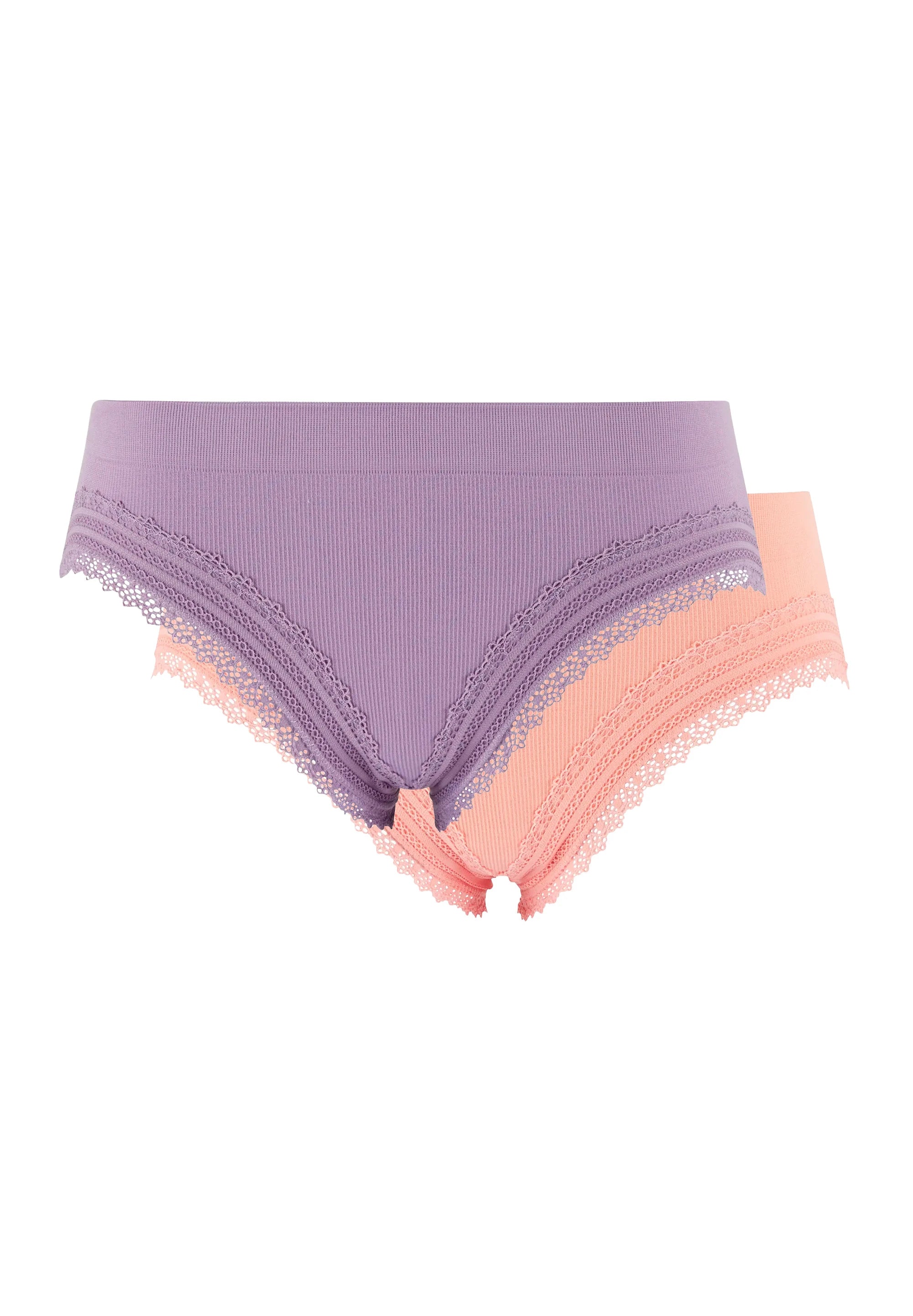 Pack of 2 Briefs Agathe Coral Orange & Soft Green