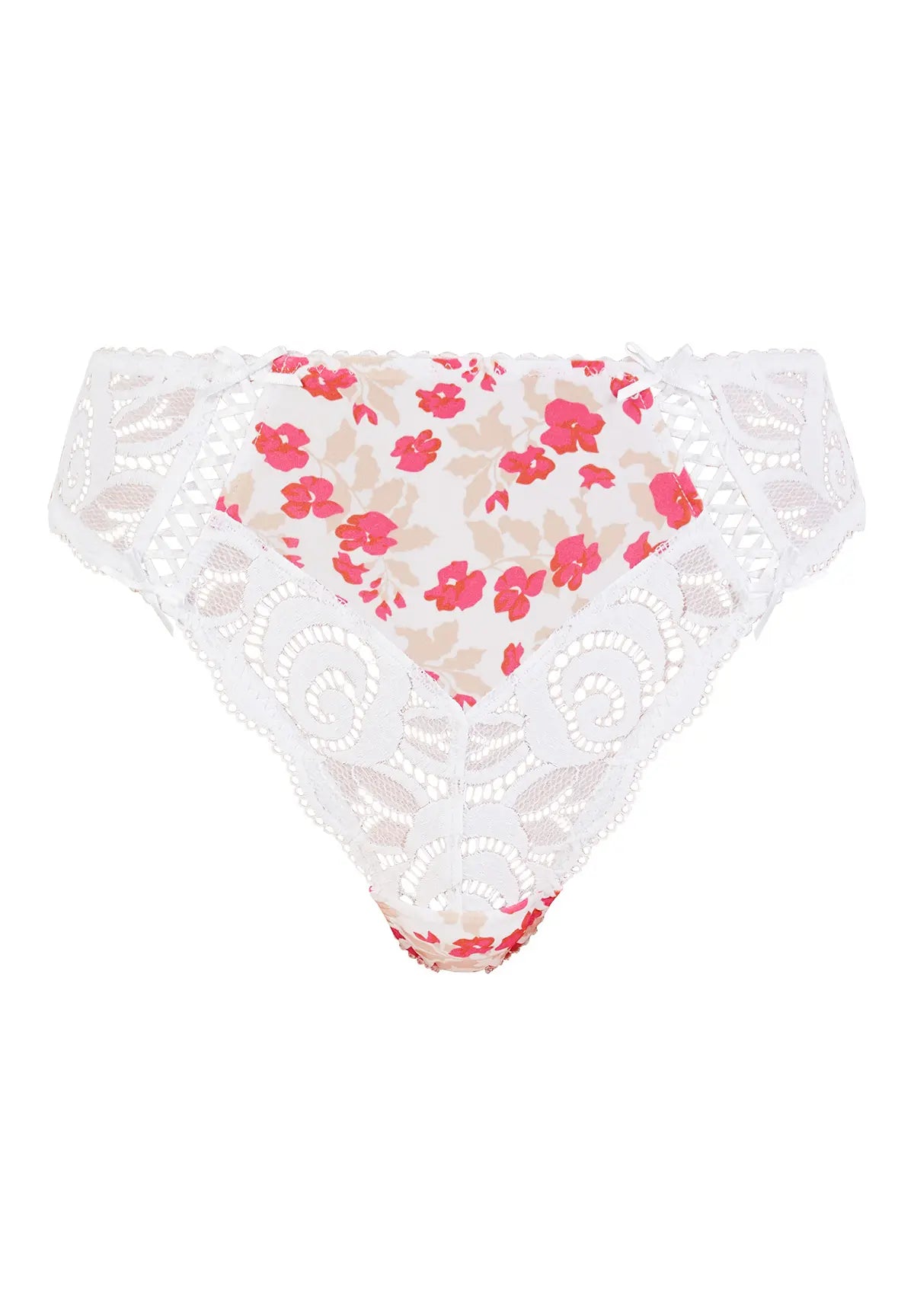 Braguita clásica Amélie Print Estampado Floral Blanco y Rojo