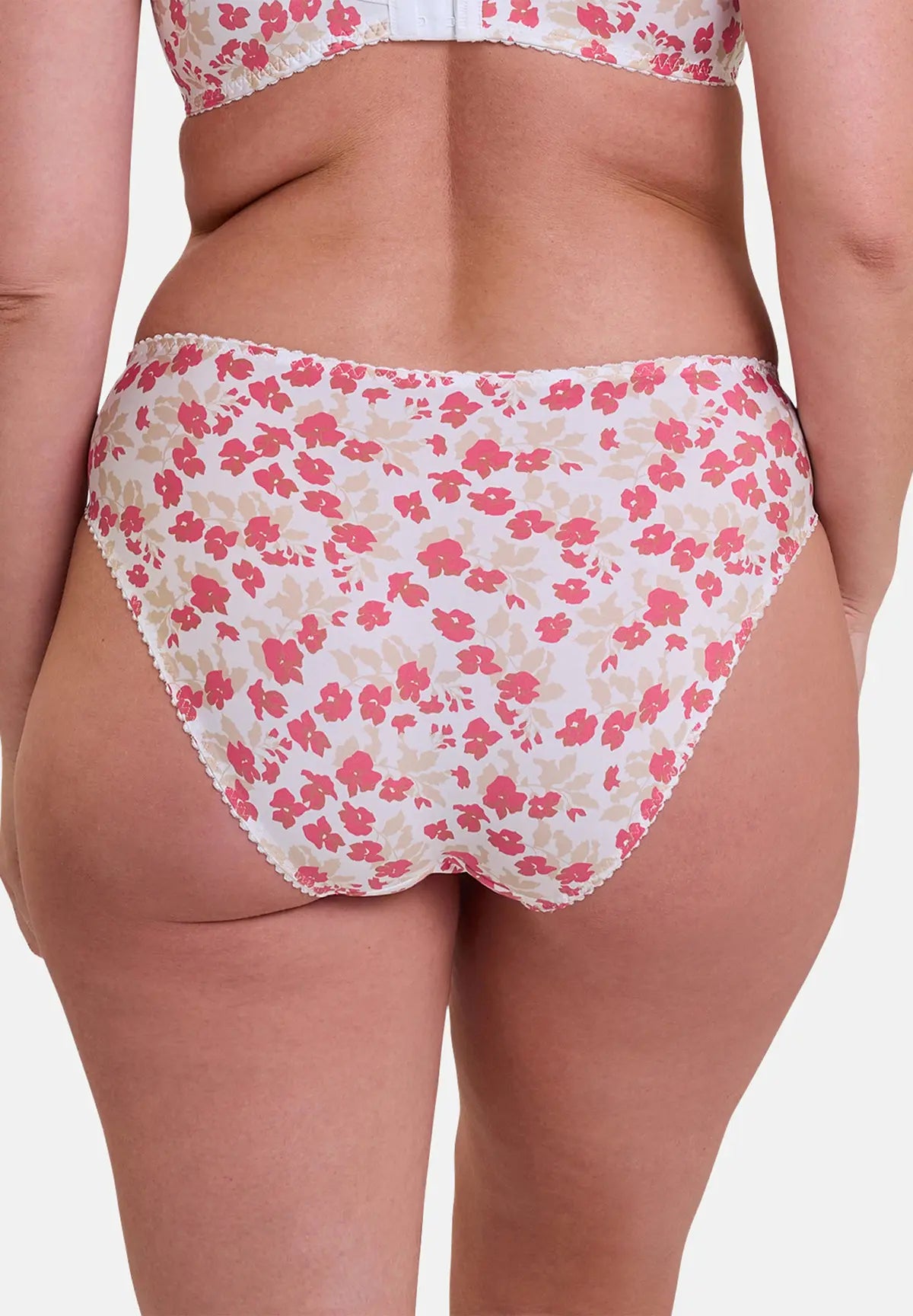 Braguita clásica Amélie Print Estampado Floral Blanco y Rojo