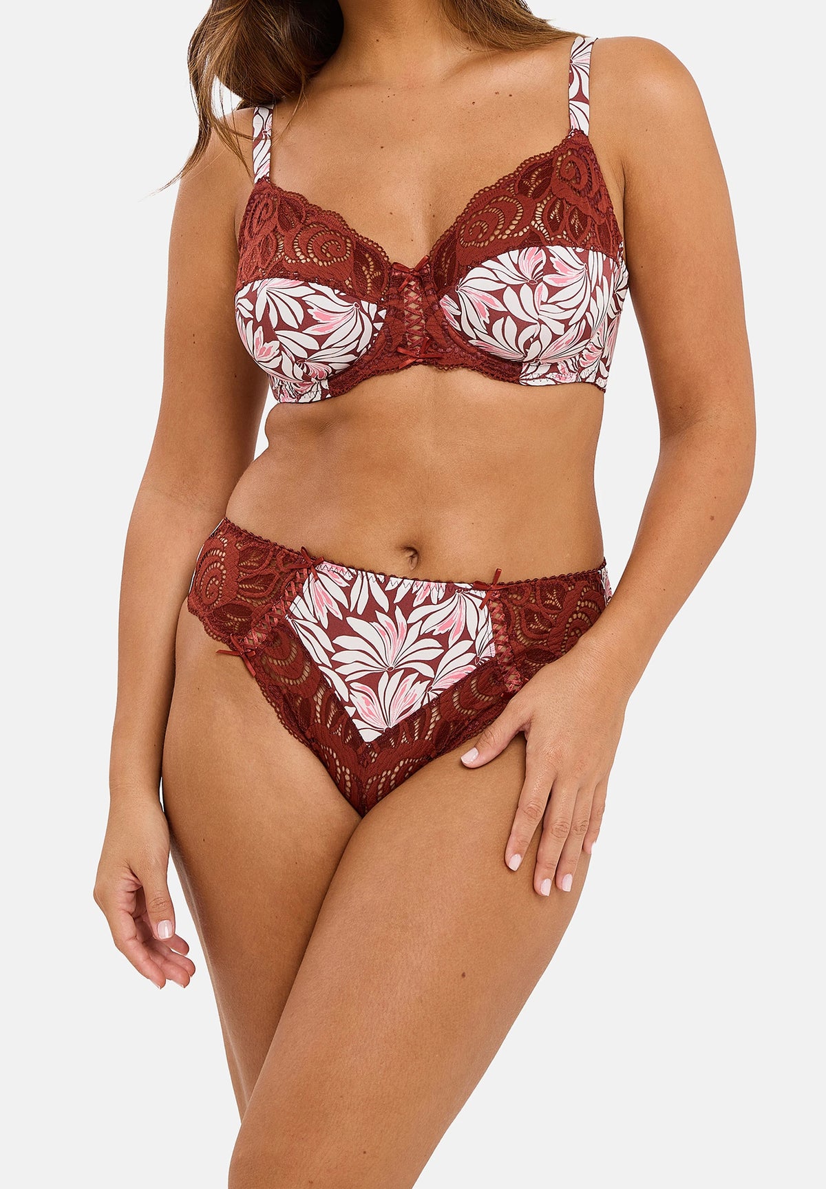 Briefs Amélie Floral Print Cabernet Red – back view