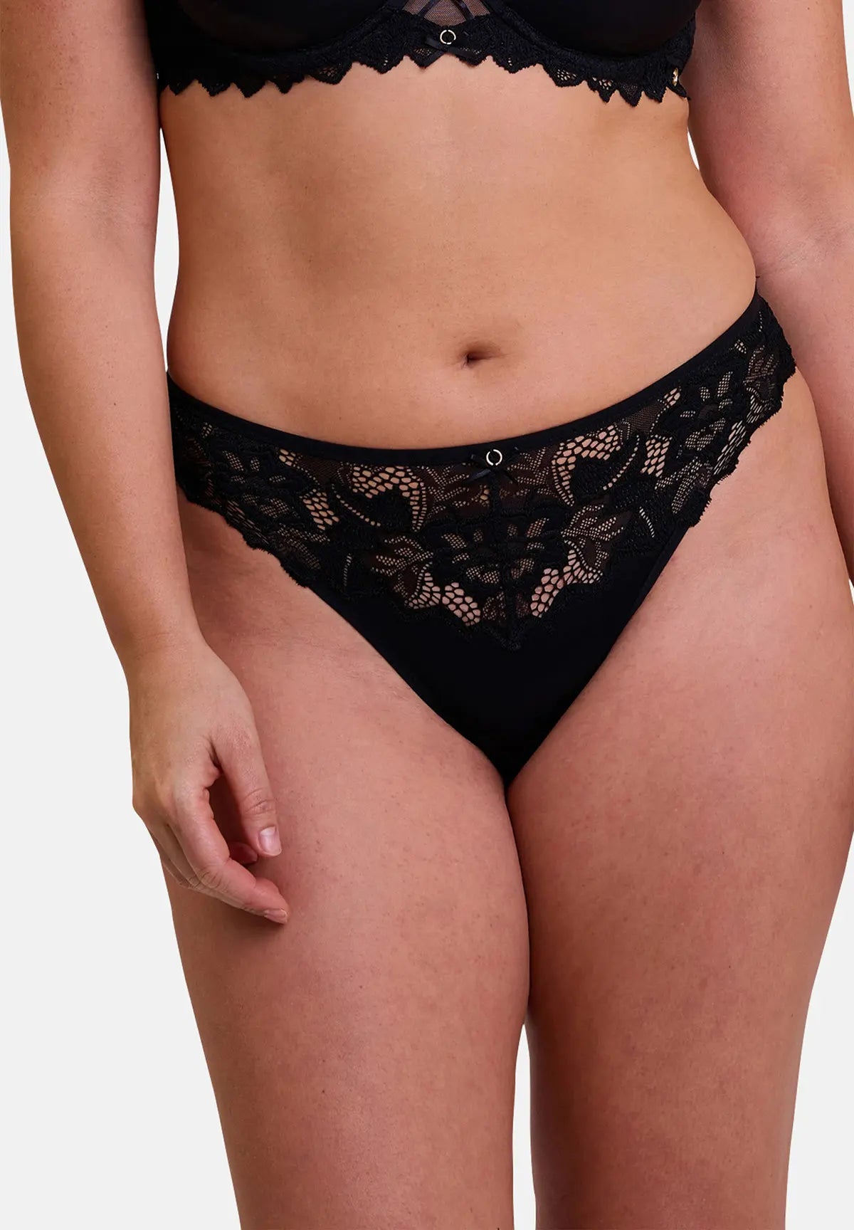 Slip pour femme noir à dentelle