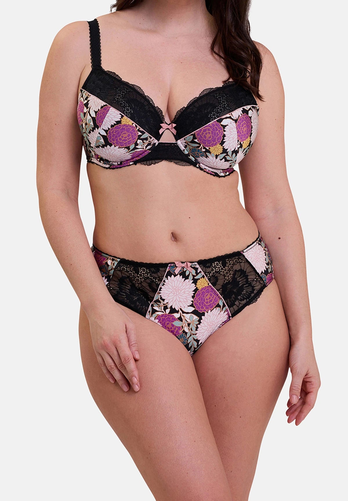 Aurélie Dark Dahlia Print Underwire Bra – front view