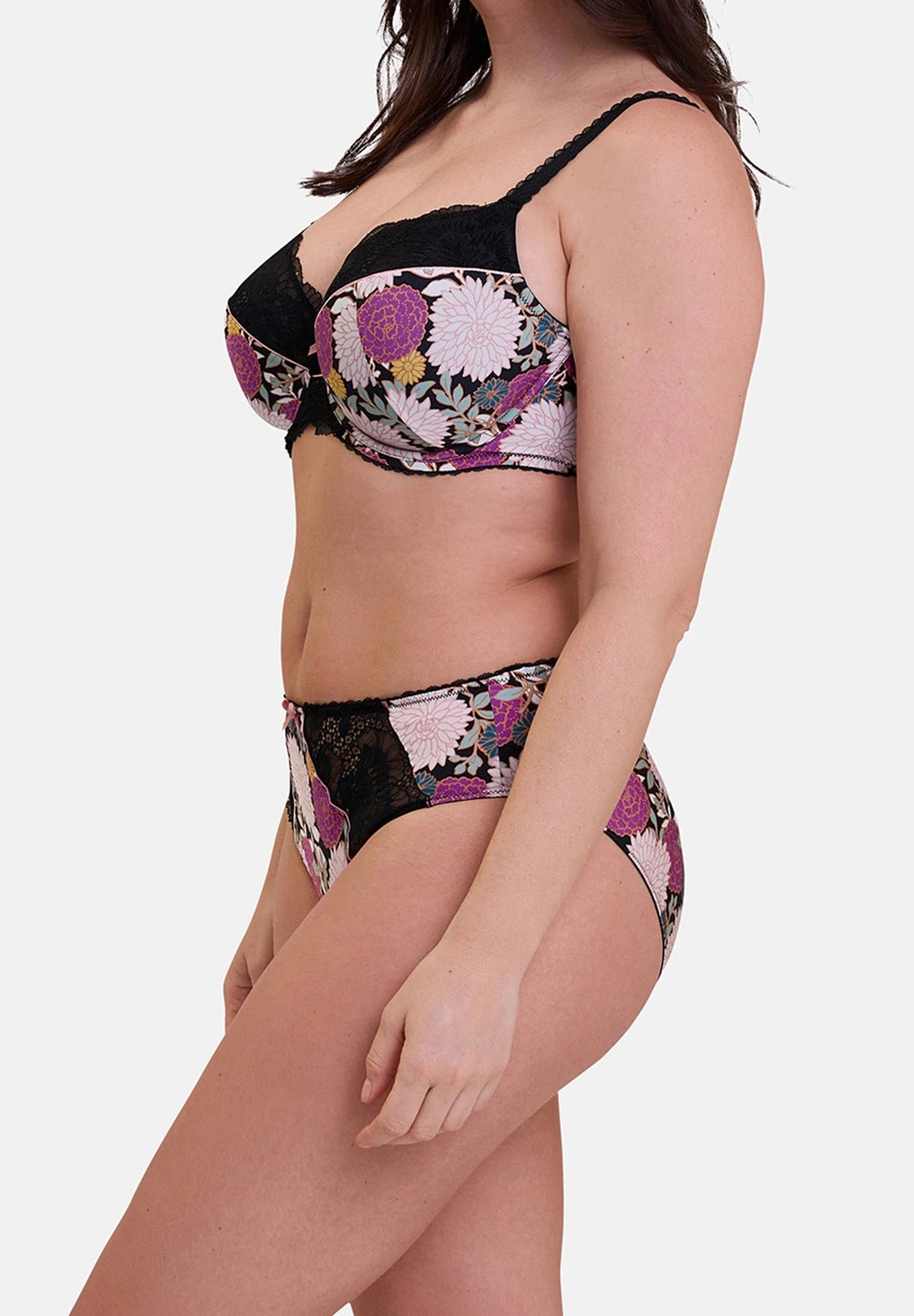 Aurélie Dark Dahlia Print Briefs – side view