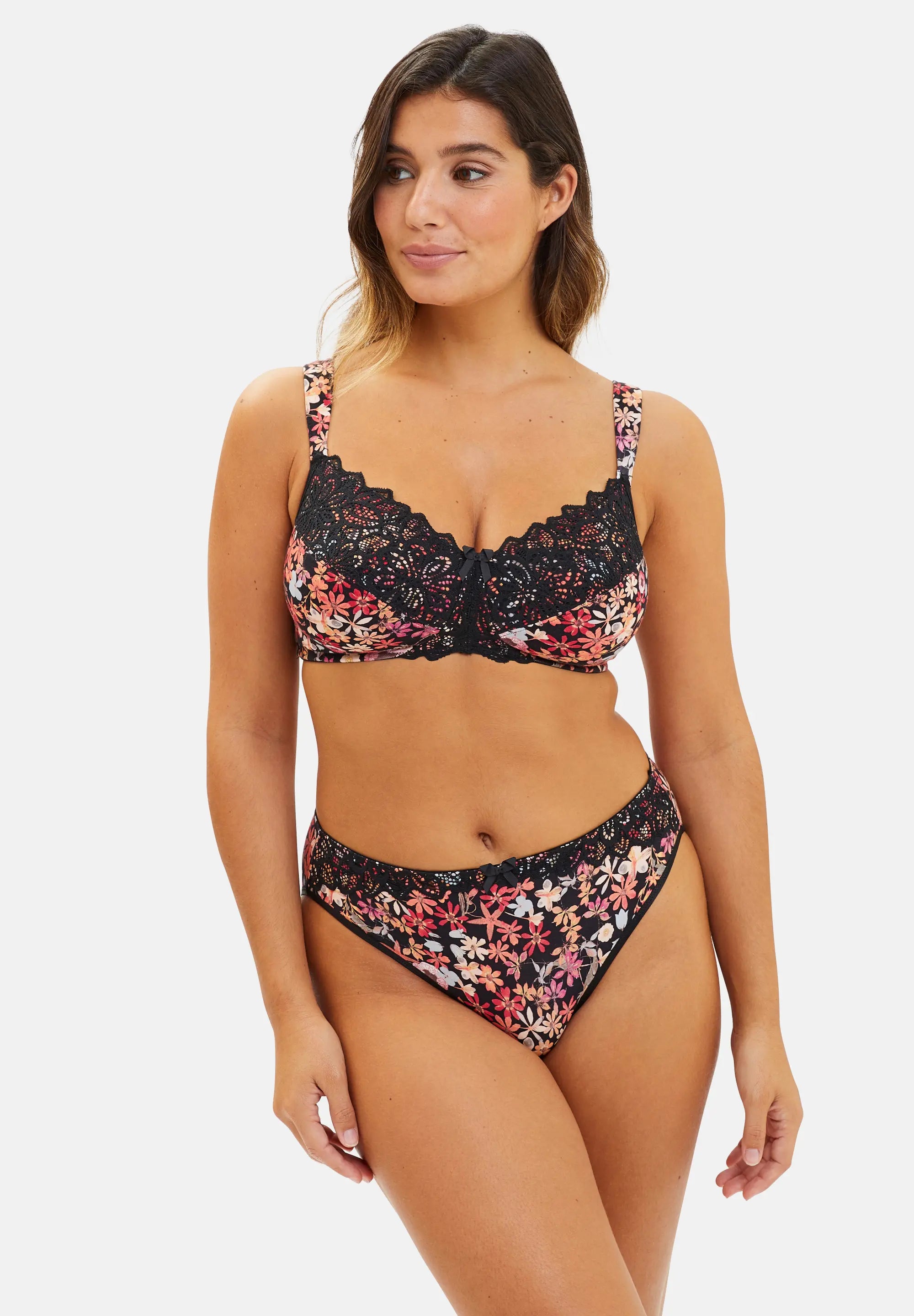 Ensemble soutien-gorge et Slip à motif floral multicolore