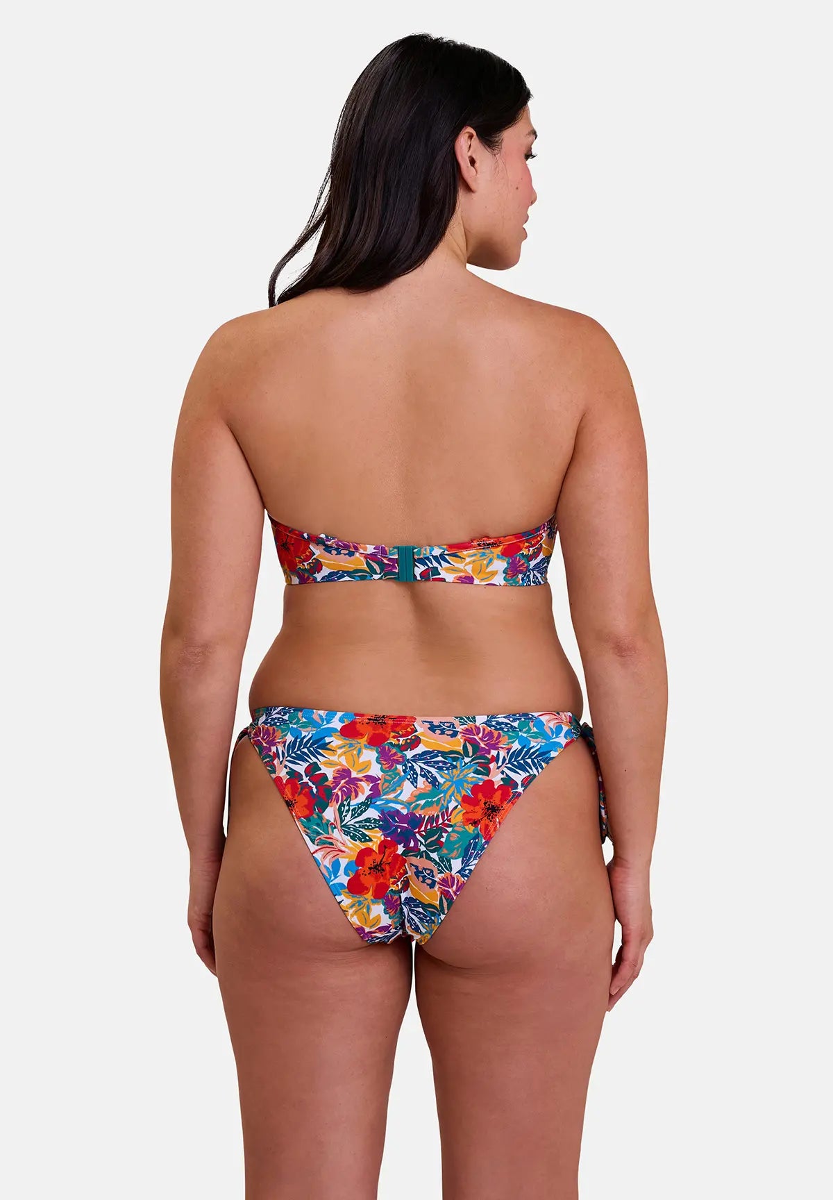 Slip de bain échancré et bandeau pour femme - imprimé tropical - vu de dos