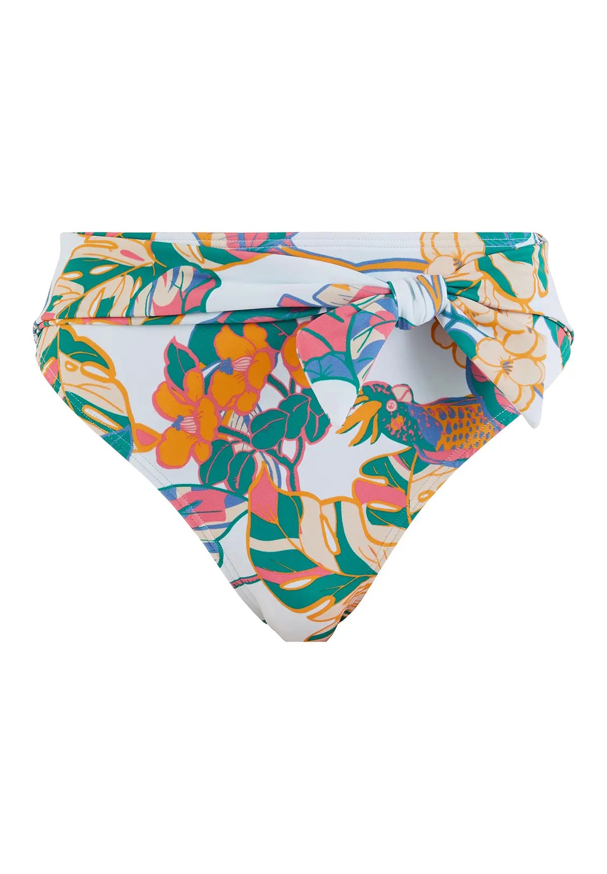 Packshot slip de bain pour femme - imprimé exotique blanc