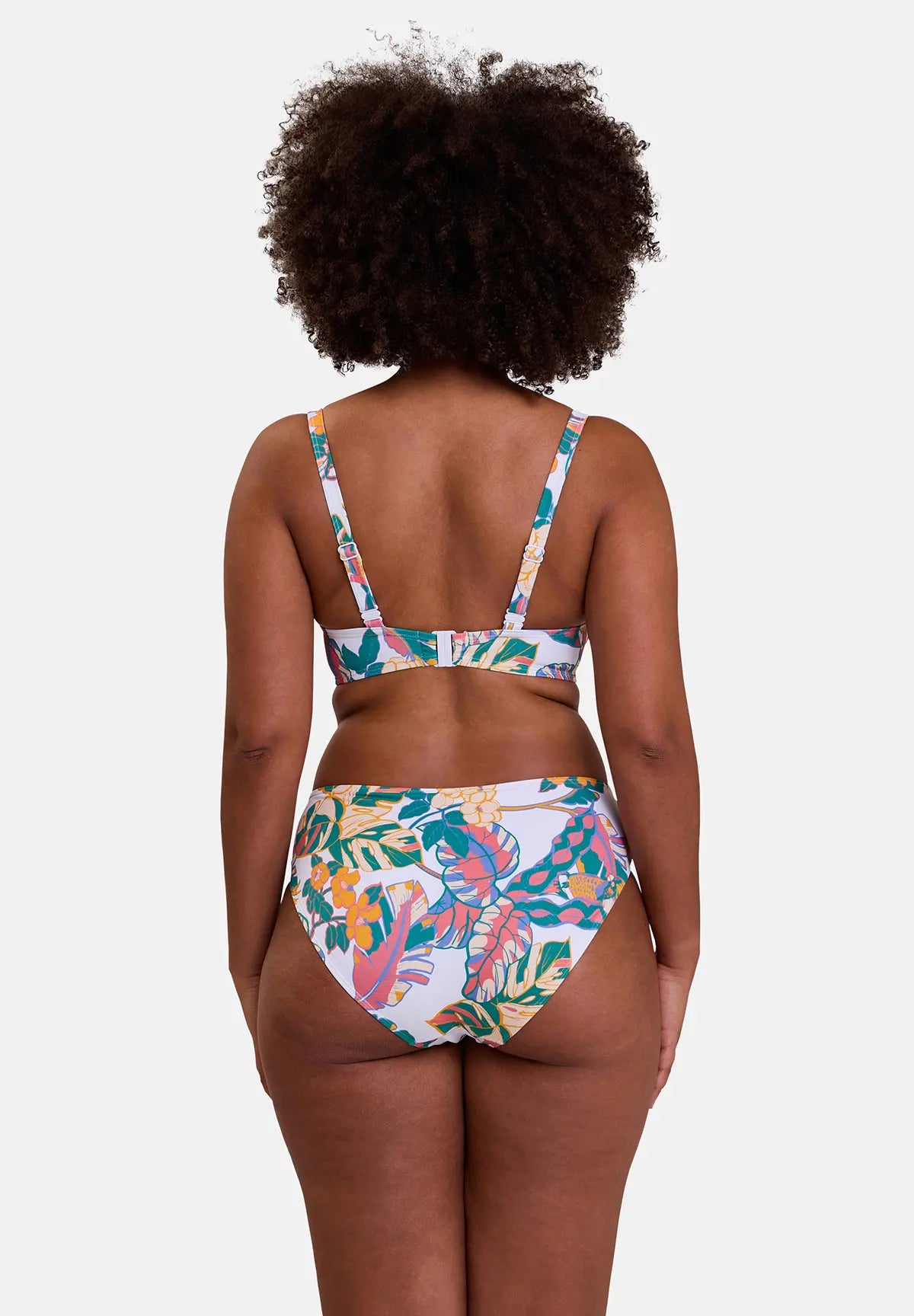 haut de maillot et slip de bain - imprimé exotique blanc - vu de dos