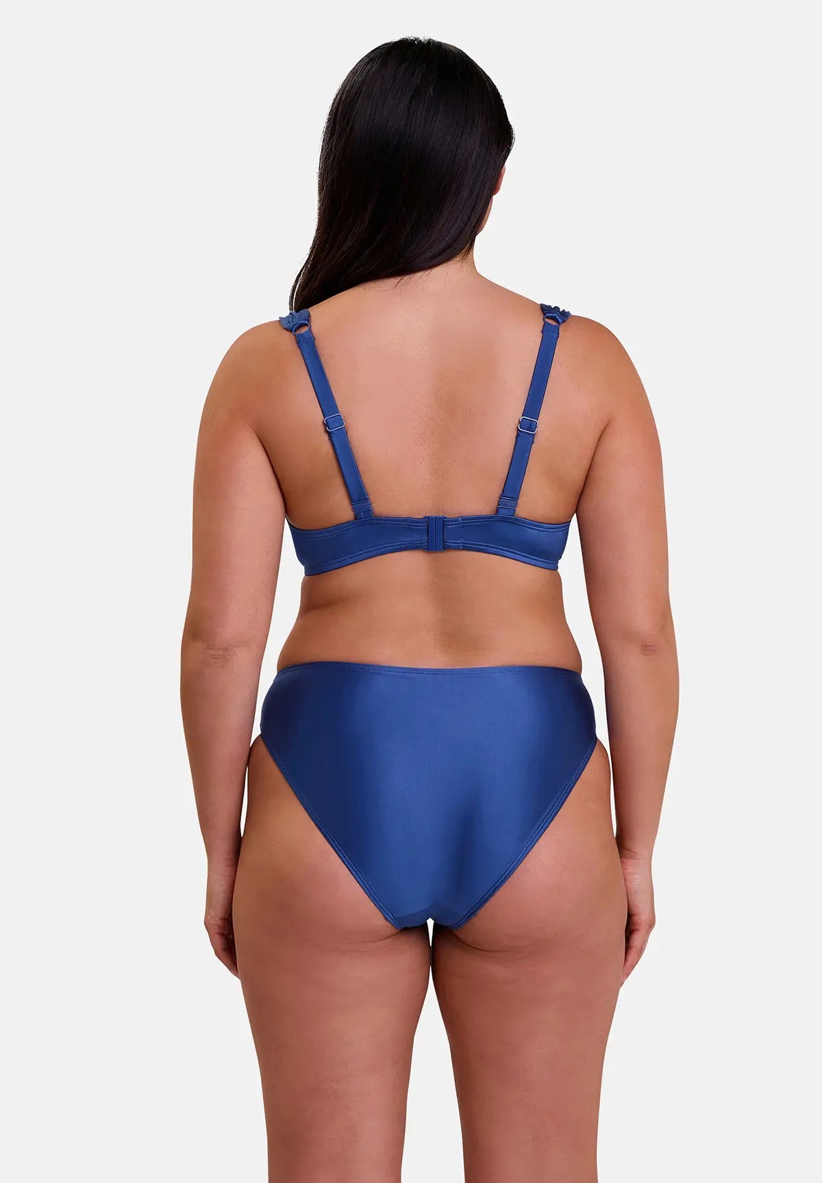 Slip de bain et haut de maillot pour femme - bleu - vu de dos